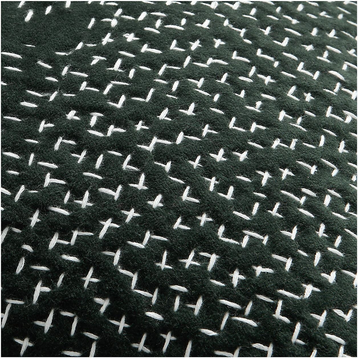 Sashiko Organic Cotton Velvet Spruce Green Throw Pillow Cover-22"x15" thumbnail 4