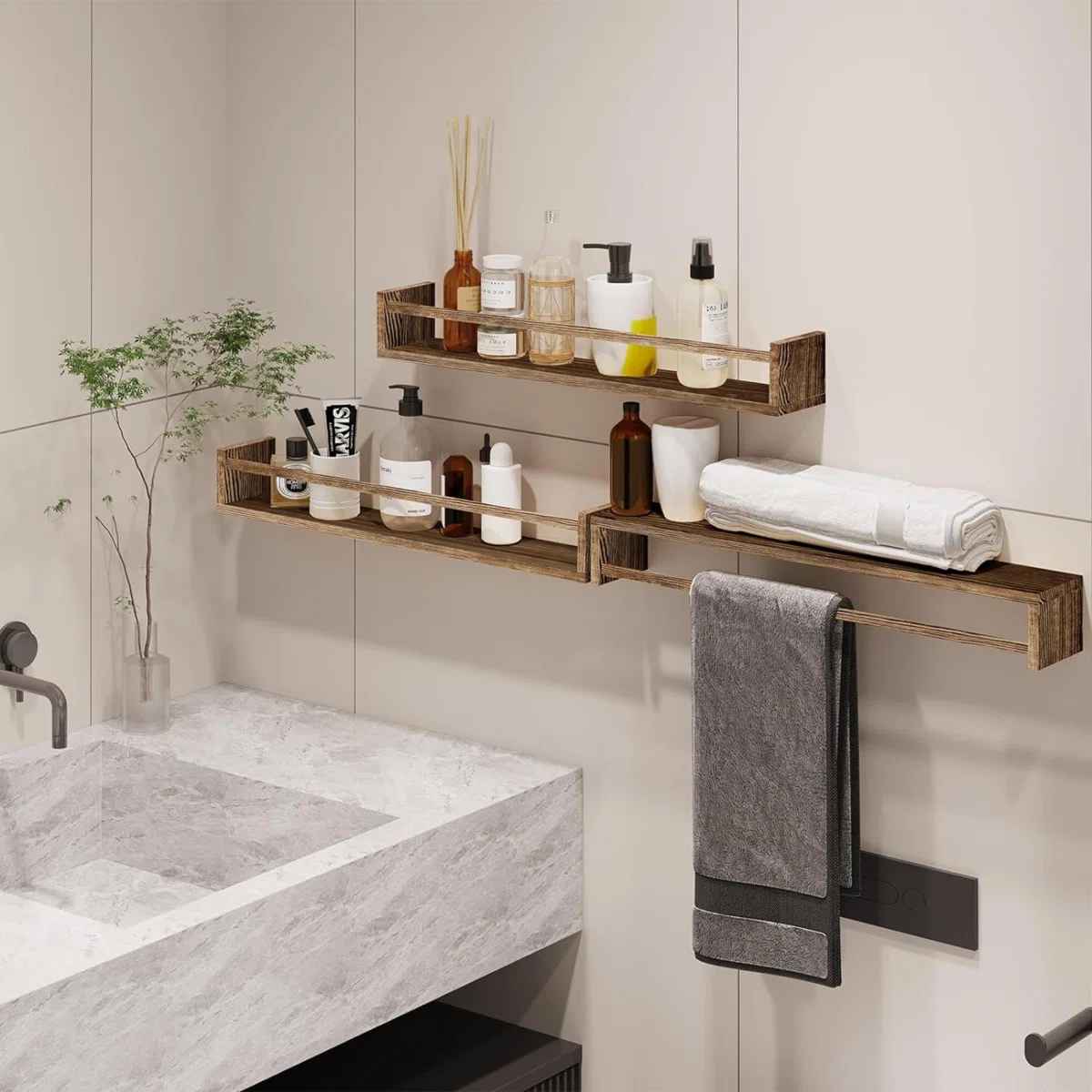 Naseir 3 Piece Floating Shelf-Set of 3 thumbnail 4
