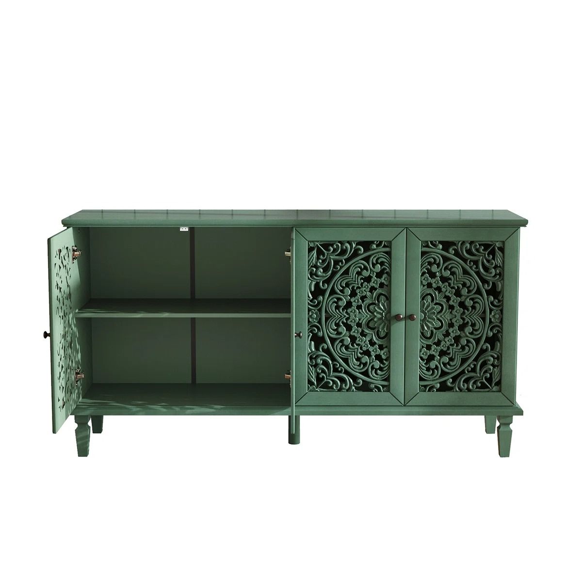 Antique Buffet Cabinet With Floral Carvings  thumbnail 4