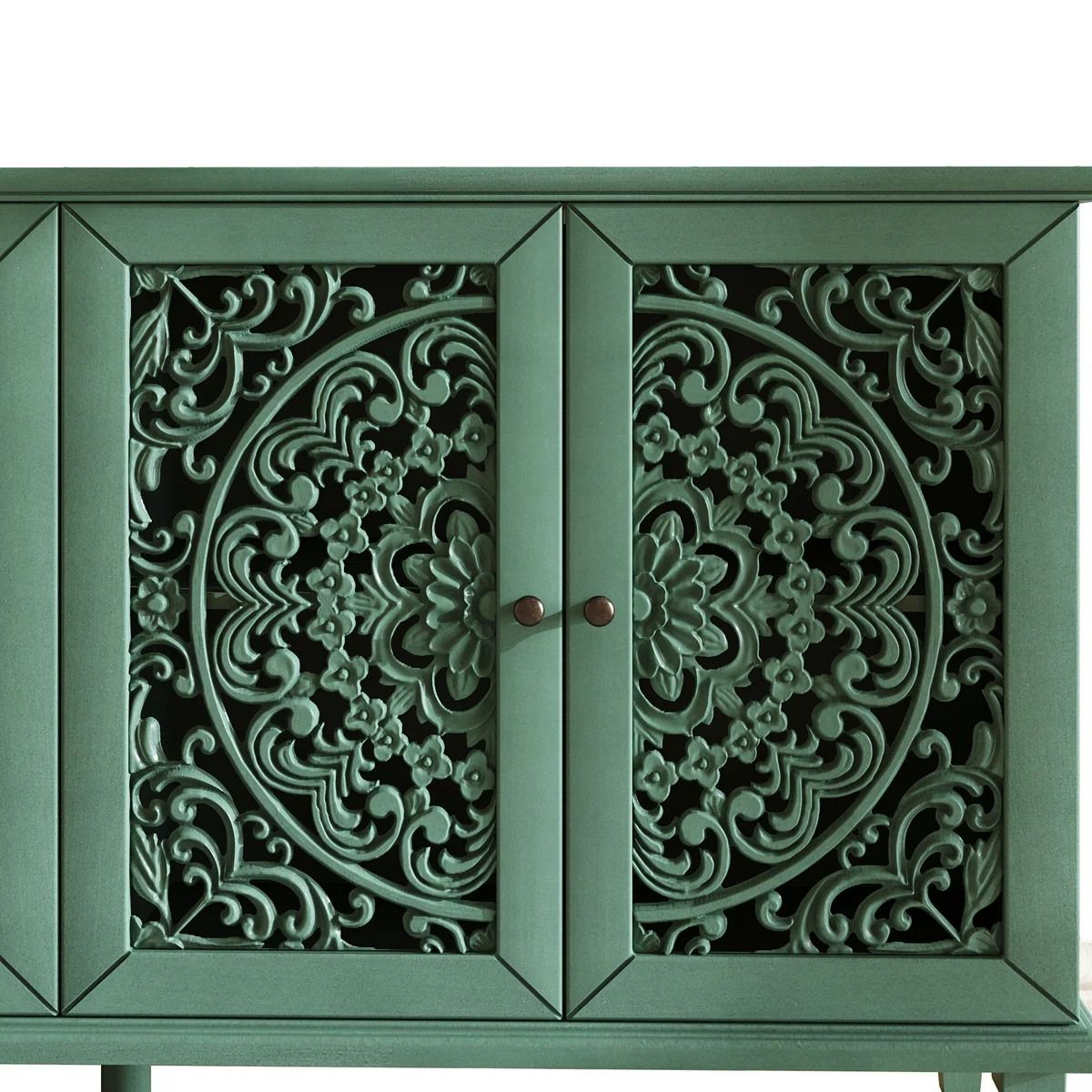 Antique Buffet Cabinet With Floral Carvings  thumbnail 5