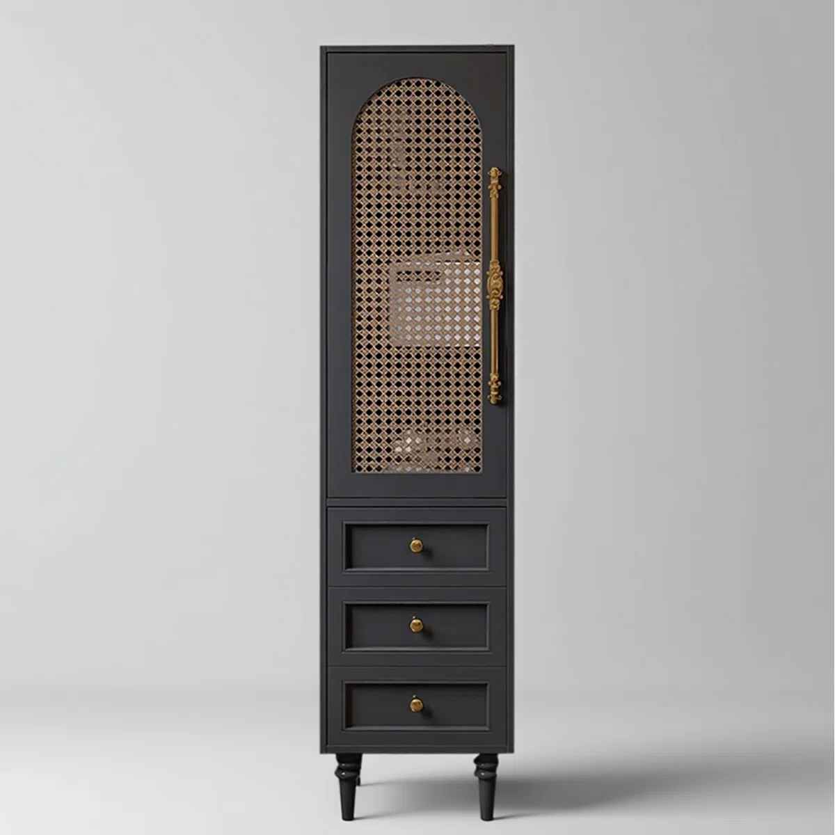 Boho Rubberwood Bathroom Storage Cabinet thumbnail 2