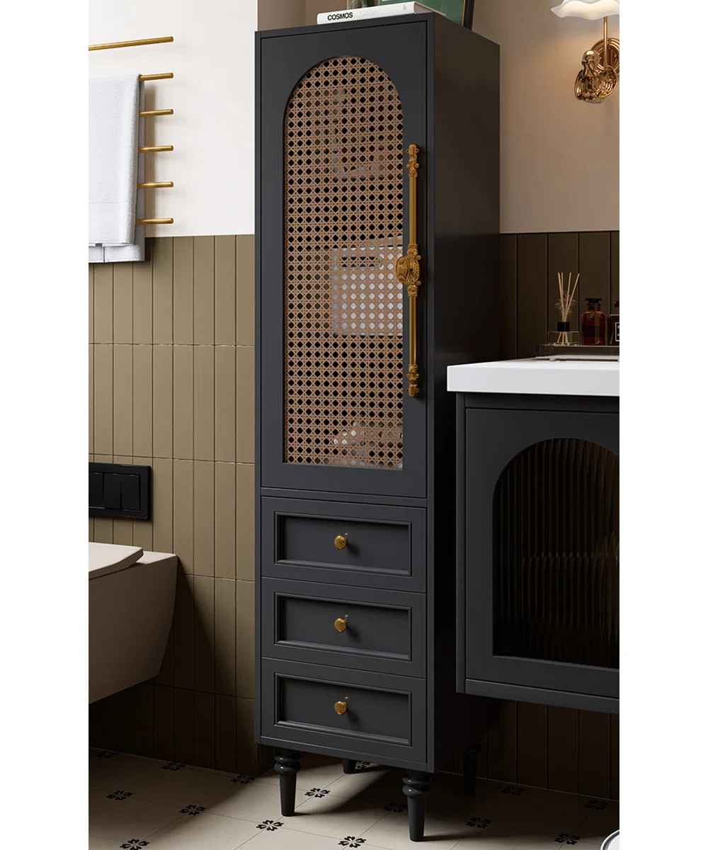 Boho Rubberwood Bathroom Storage Cabinet thumbnail 5