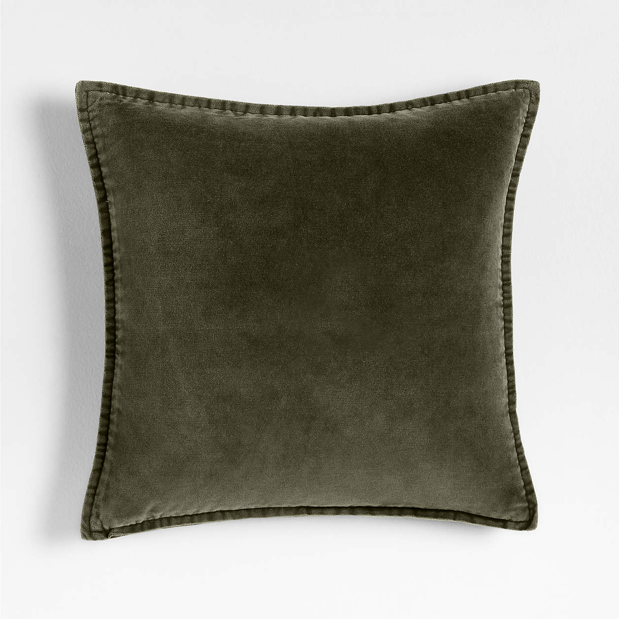 Relaxed Washed Burnt Green Throw Pillow Cover