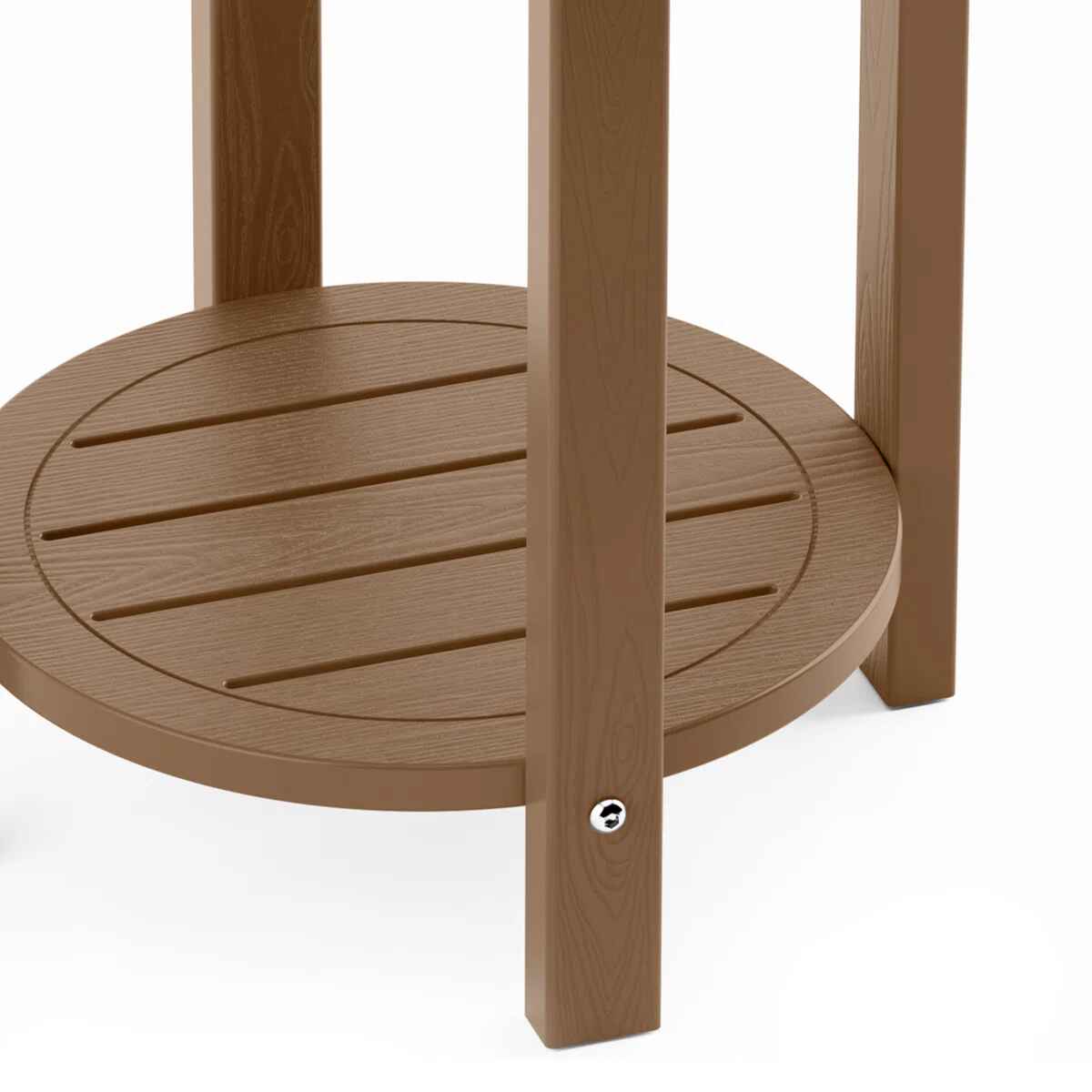 16" Round Outdoor Patio Side Table with Storage Shelf-Set of 2 thumbnail 3