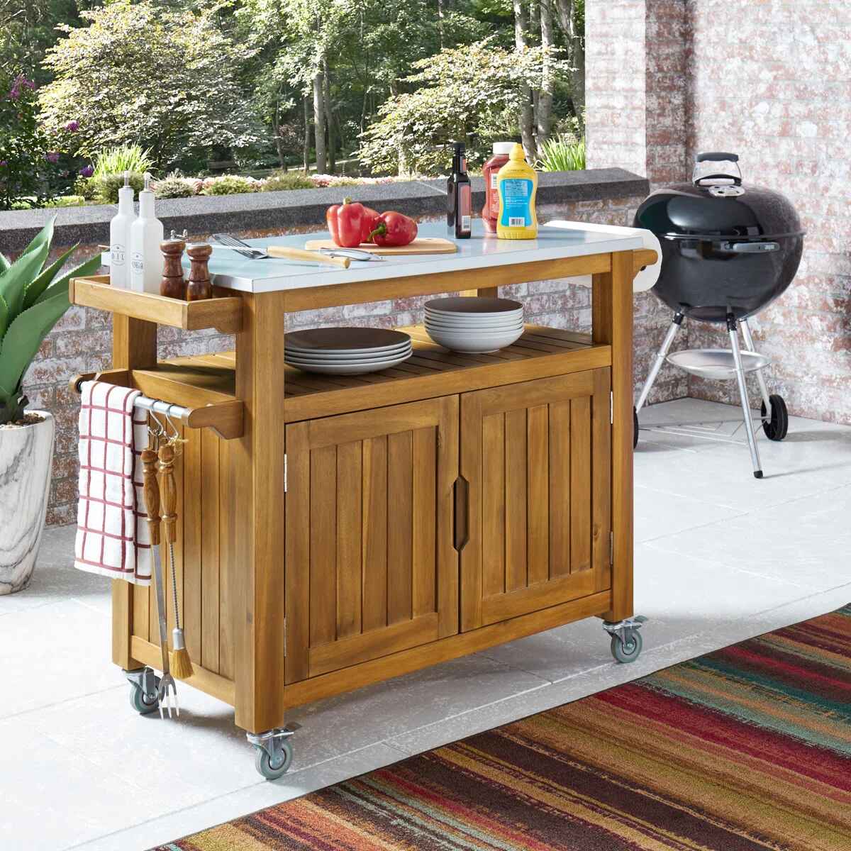 Anjenette Solid Wood Bar Cart thumbnail 2