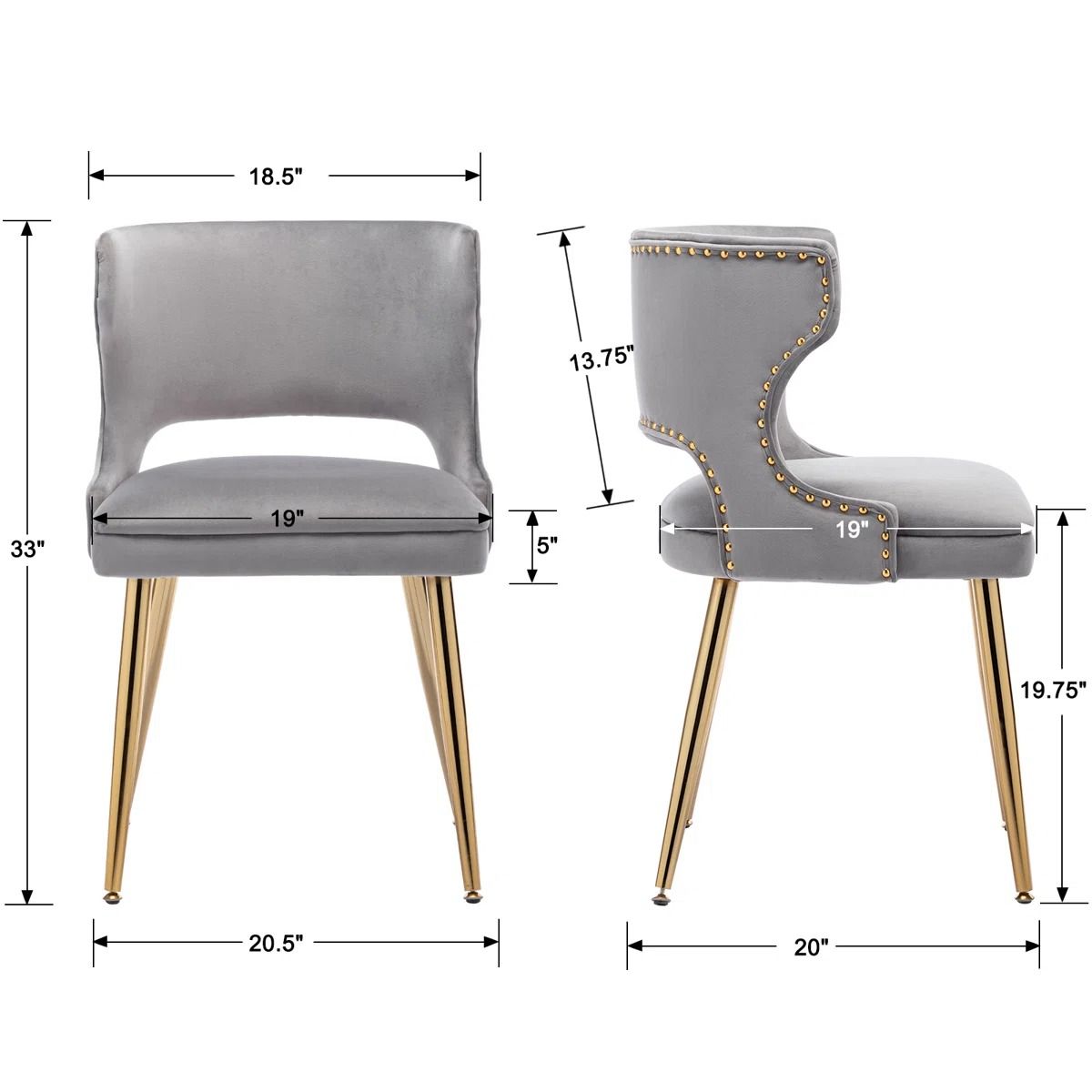 Khanya Velvet Upholstered Oak Side Chair Set of 2 thumbnail 3