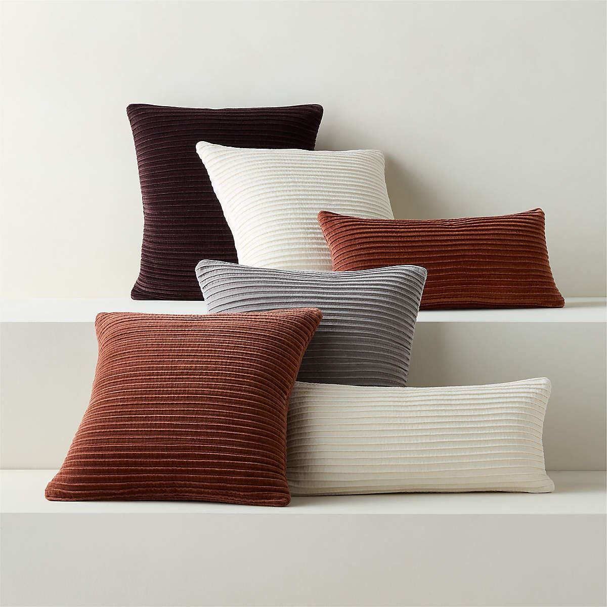 Paola Pleated Sienna Brown Velvet Lumbar Pillow with Insert 23x11 thumbnail 2