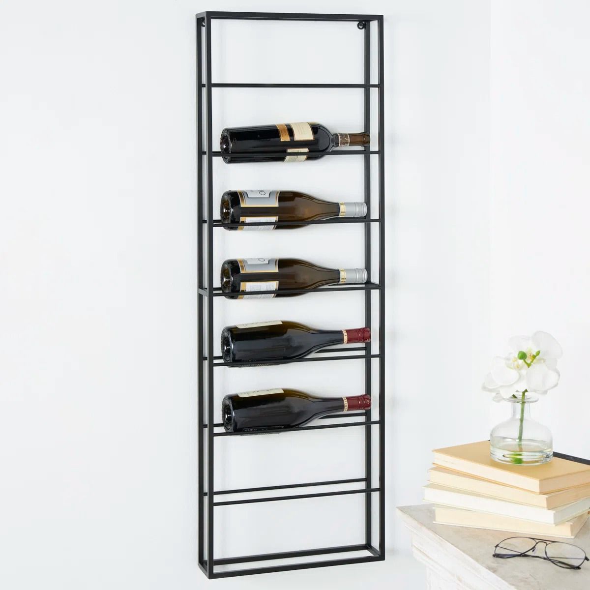 Kaya 8 Bottle Wall Mounted Wine Bottle Rack in Black thumbnail 2