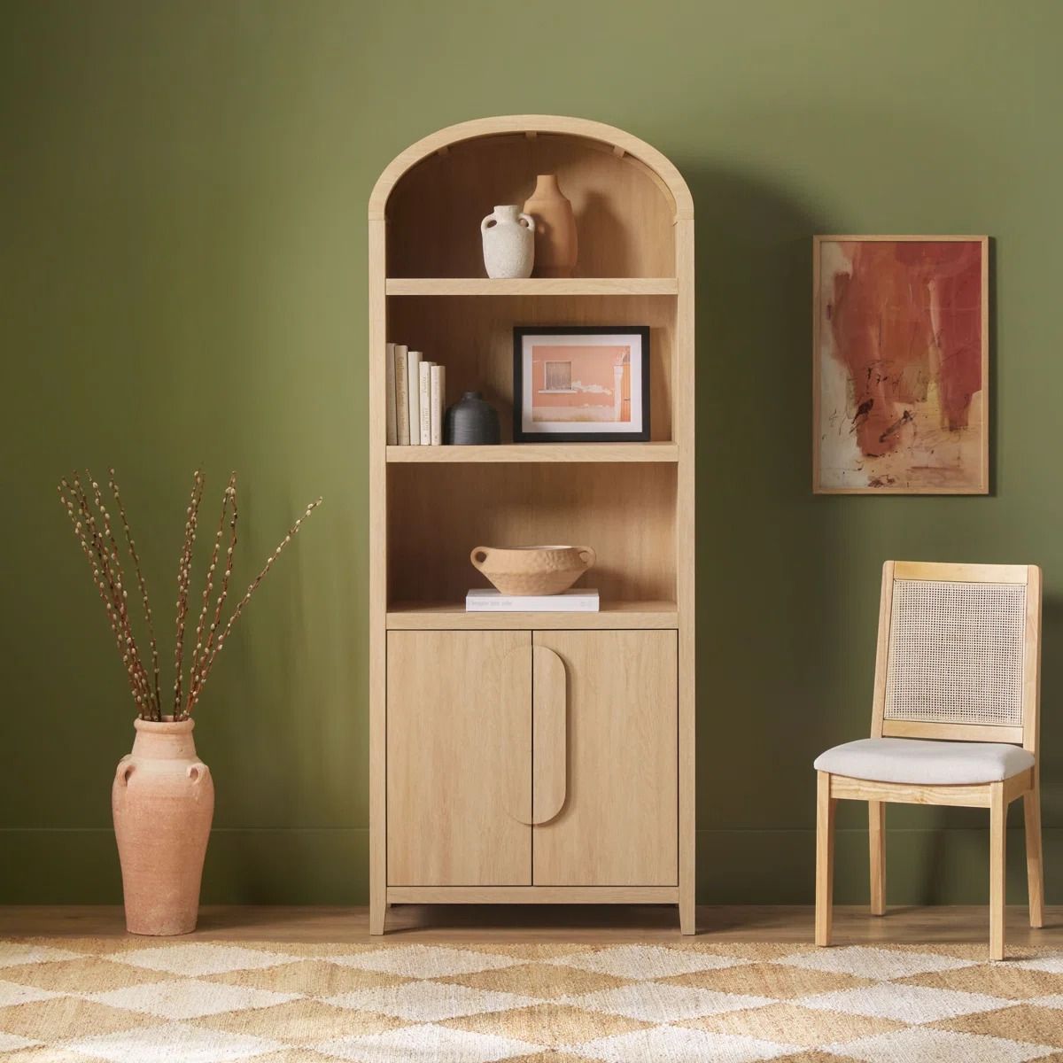 Sitarski Modern Arched Bookcase with Statement Cabinet thumbnail 3