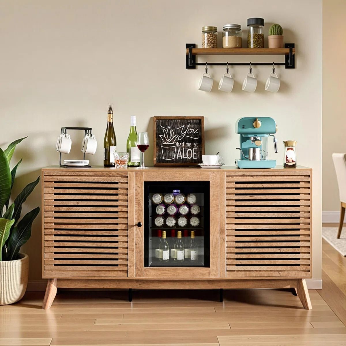 Wood Coffee Bar Sideboard thumbnail 3