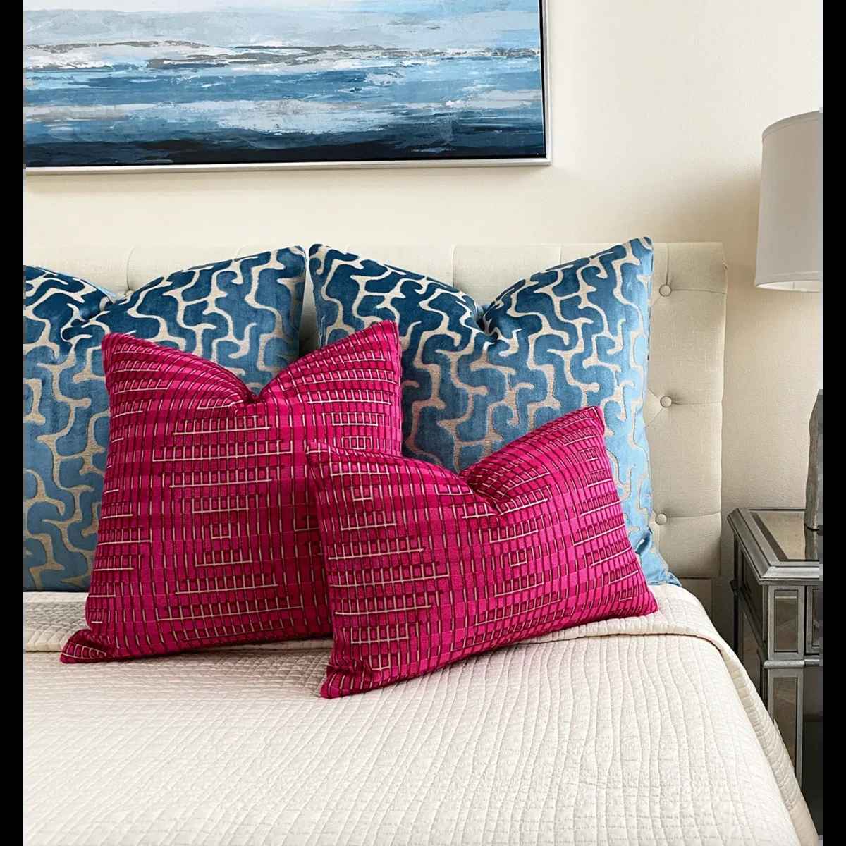 Geometric Velvet Throw Pillow Cover thumbnail 4