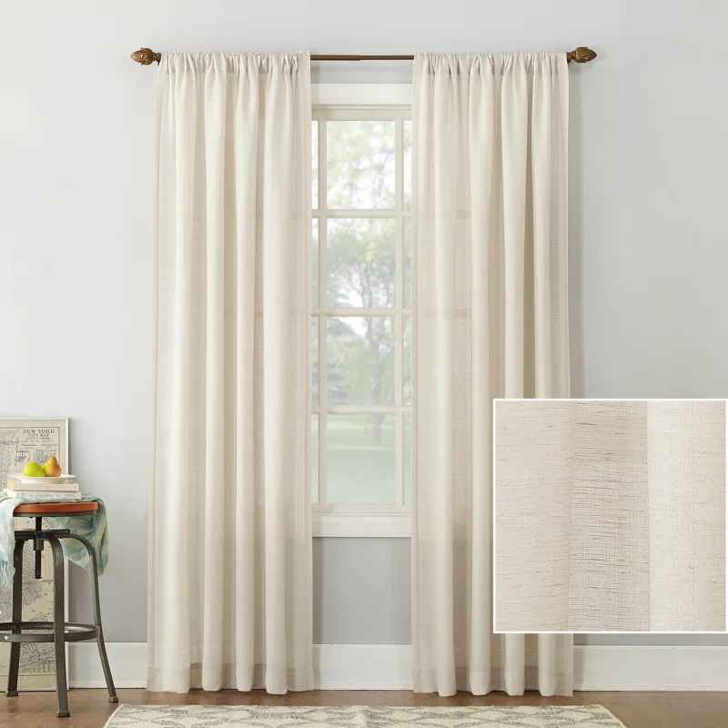 Wayfair Basics Berwick Linen Blend Semi Sheer Rod Pocket Curtain Panel-54"x 63" thumbnail 3