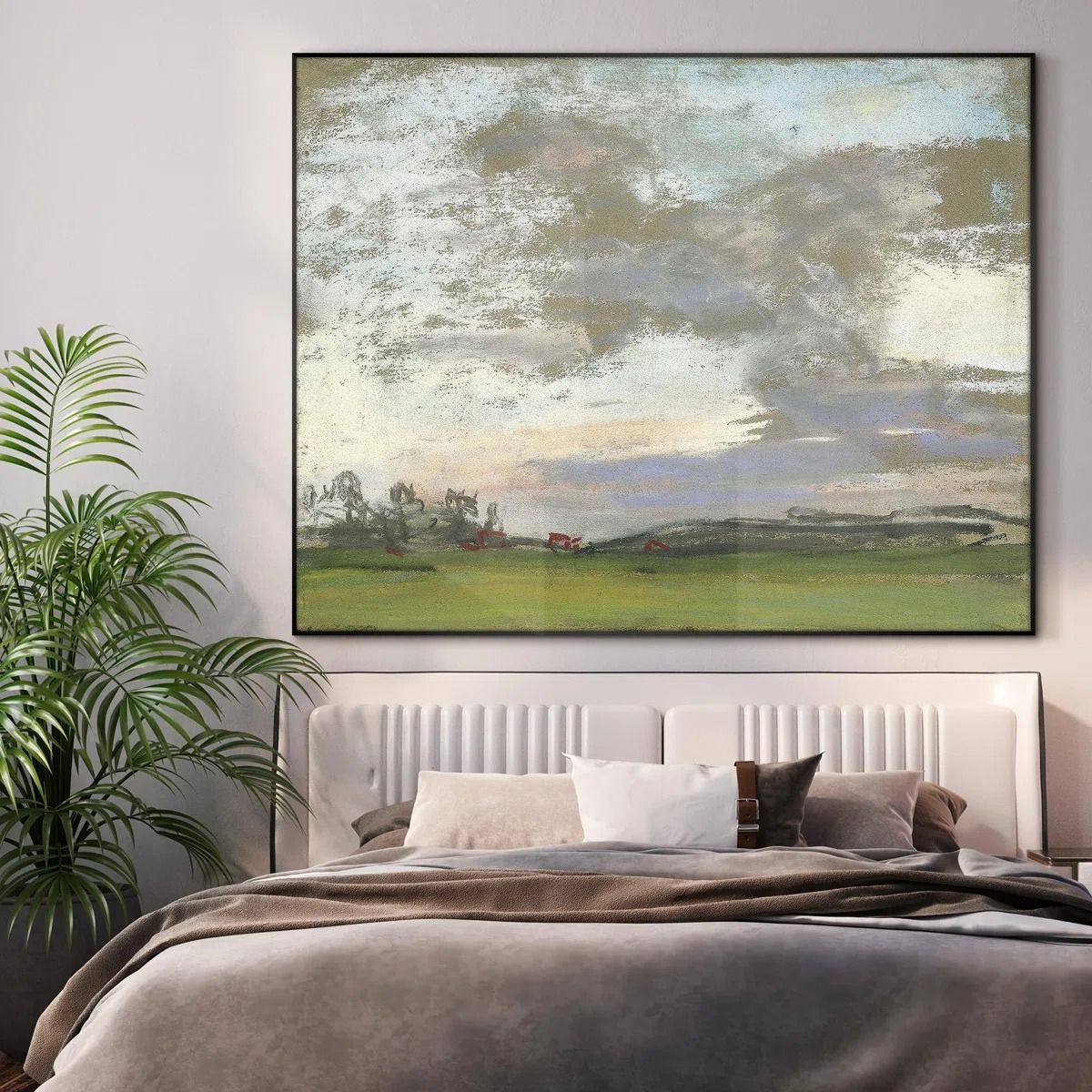 Pastel Landscape with Rolling Fields Home Decor Extra Large Framed Wall Art Print thumbnail 2