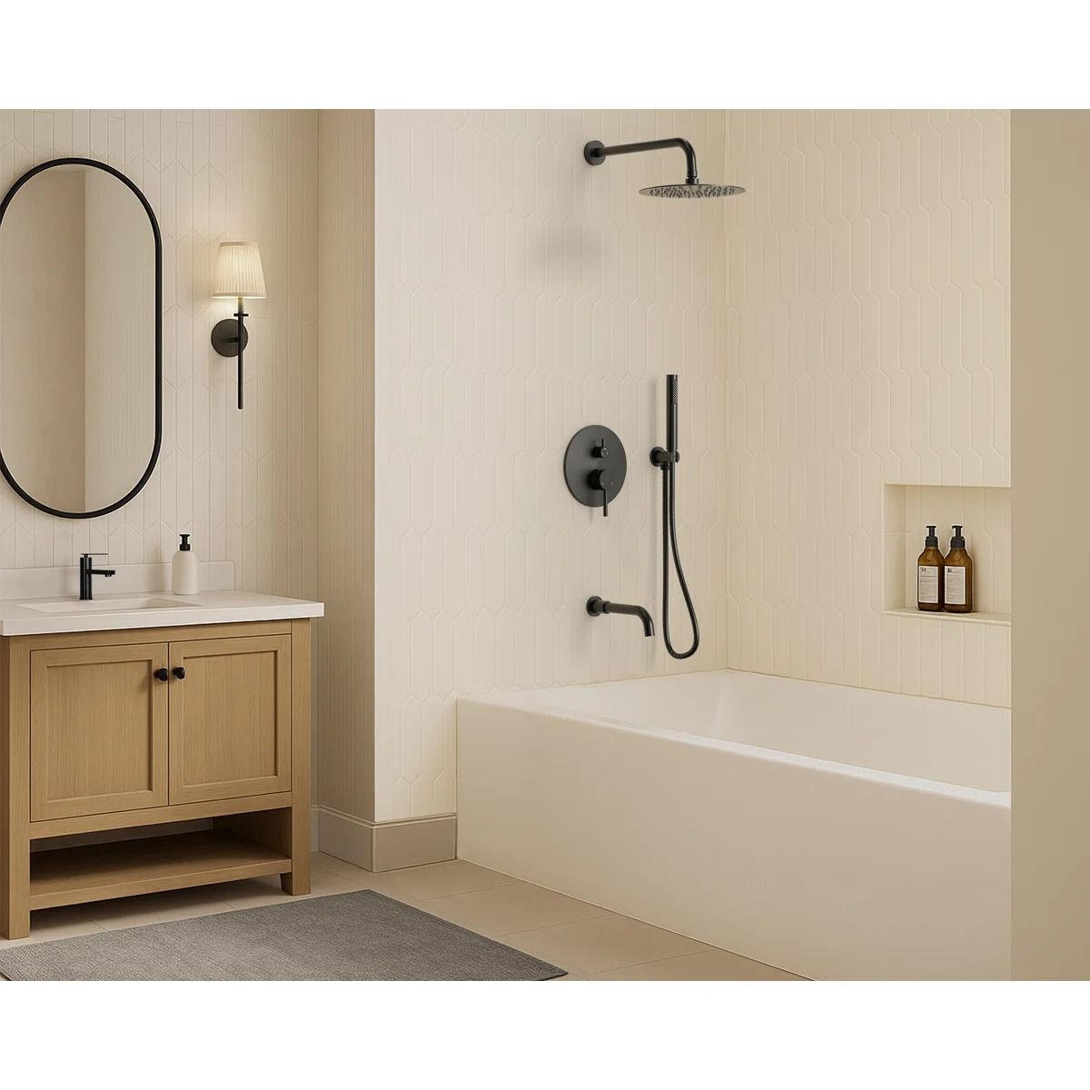 10 Inch High Pressure Rainfall Shower System Tub Faucet Set thumbnail 2