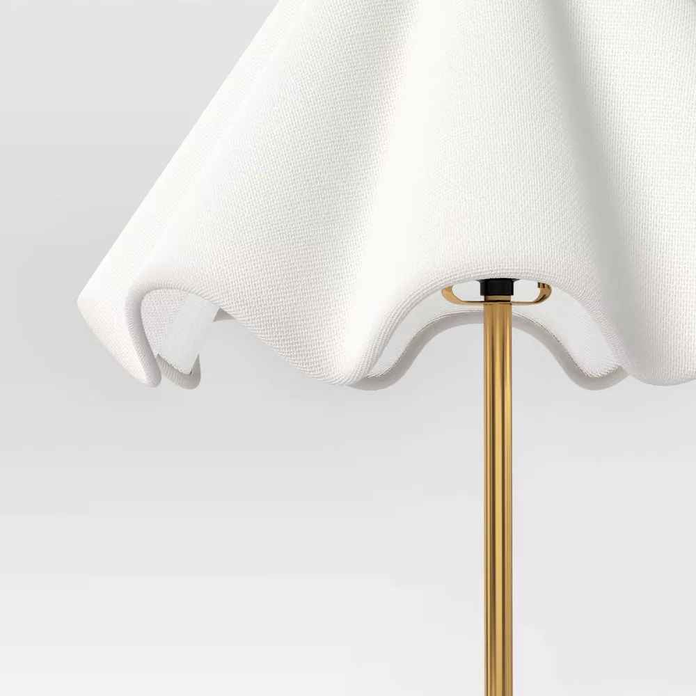 Wavy Shade Collection with Ceramic Base Floor Lamp thumbnail 4