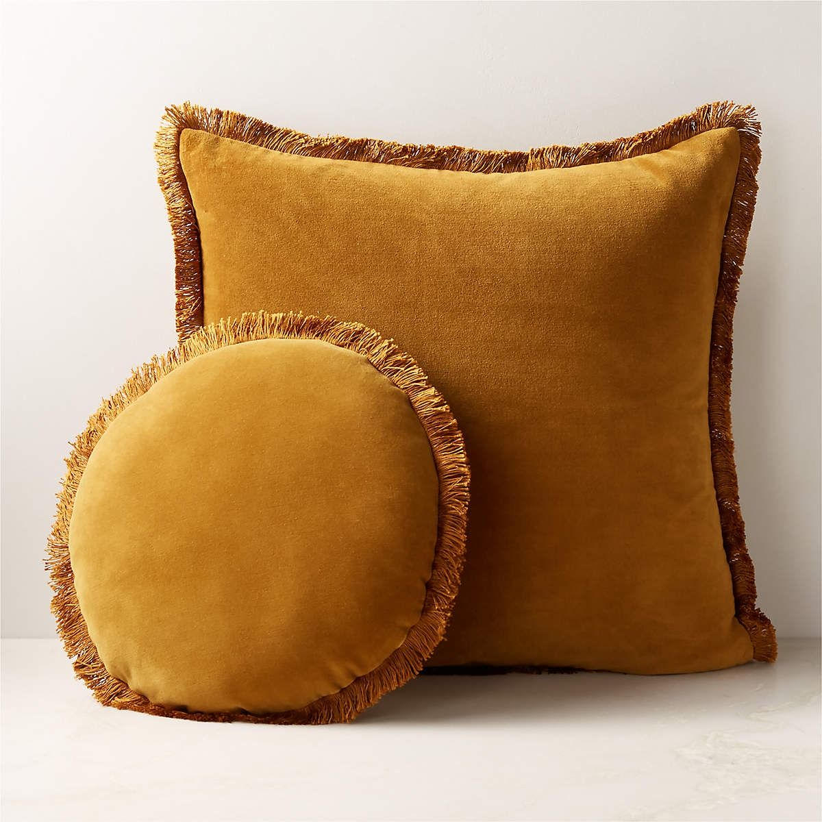 Bettie Tapenade Yellow Velvet Round Throw Pillow thumbnail 3