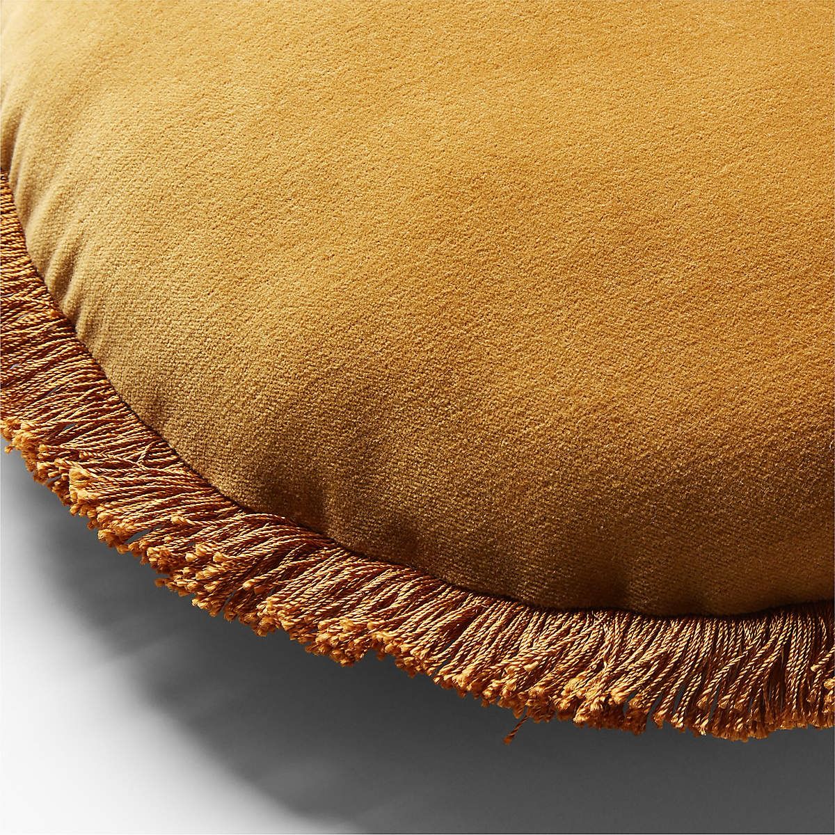 Bettie Tapenade Yellow Velvet Round Throw Pillow thumbnail 4