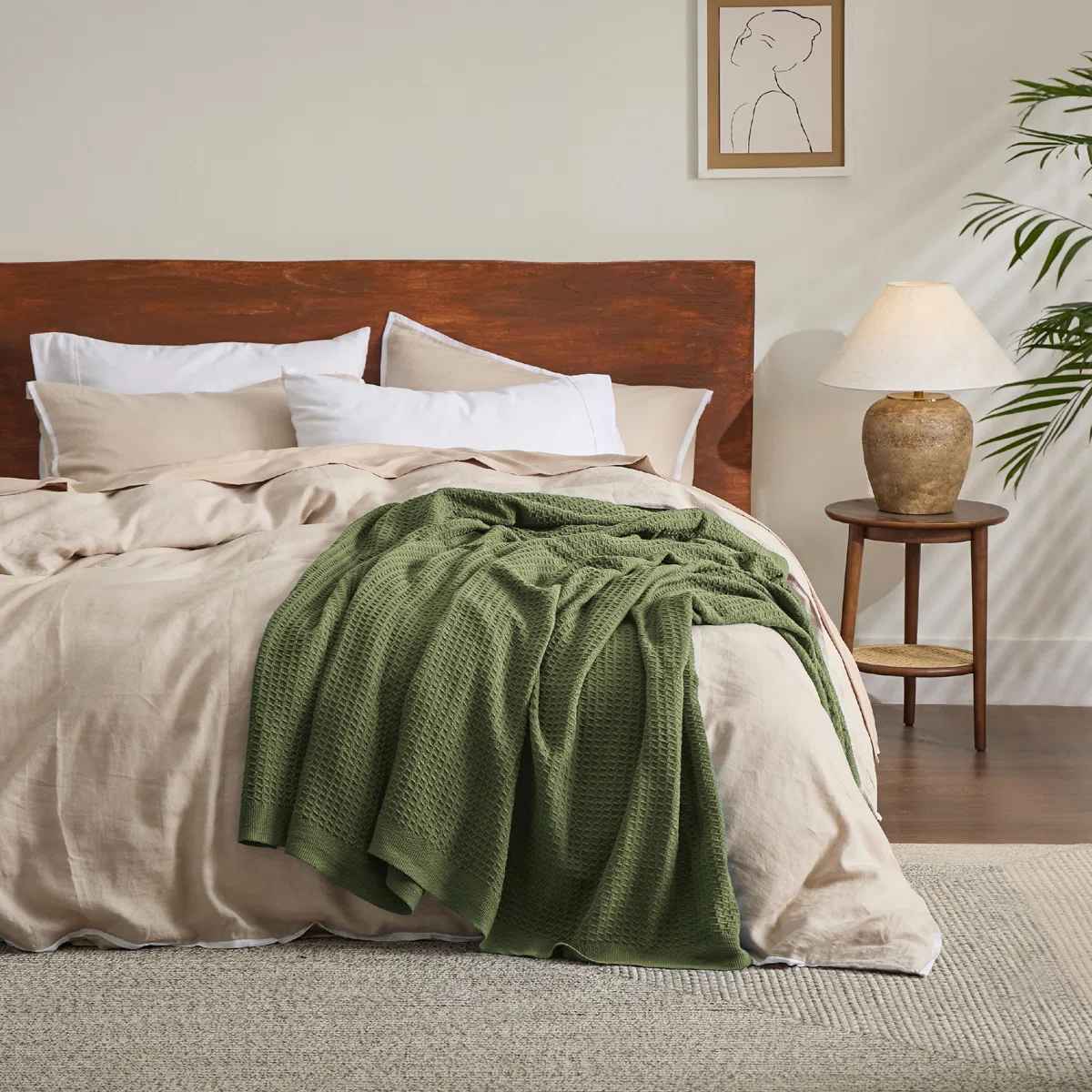 Essential Collection Bedsure Cotton Blanket Breathable Waffle Weave Throw Blanket GentleSoft thumbnail 2