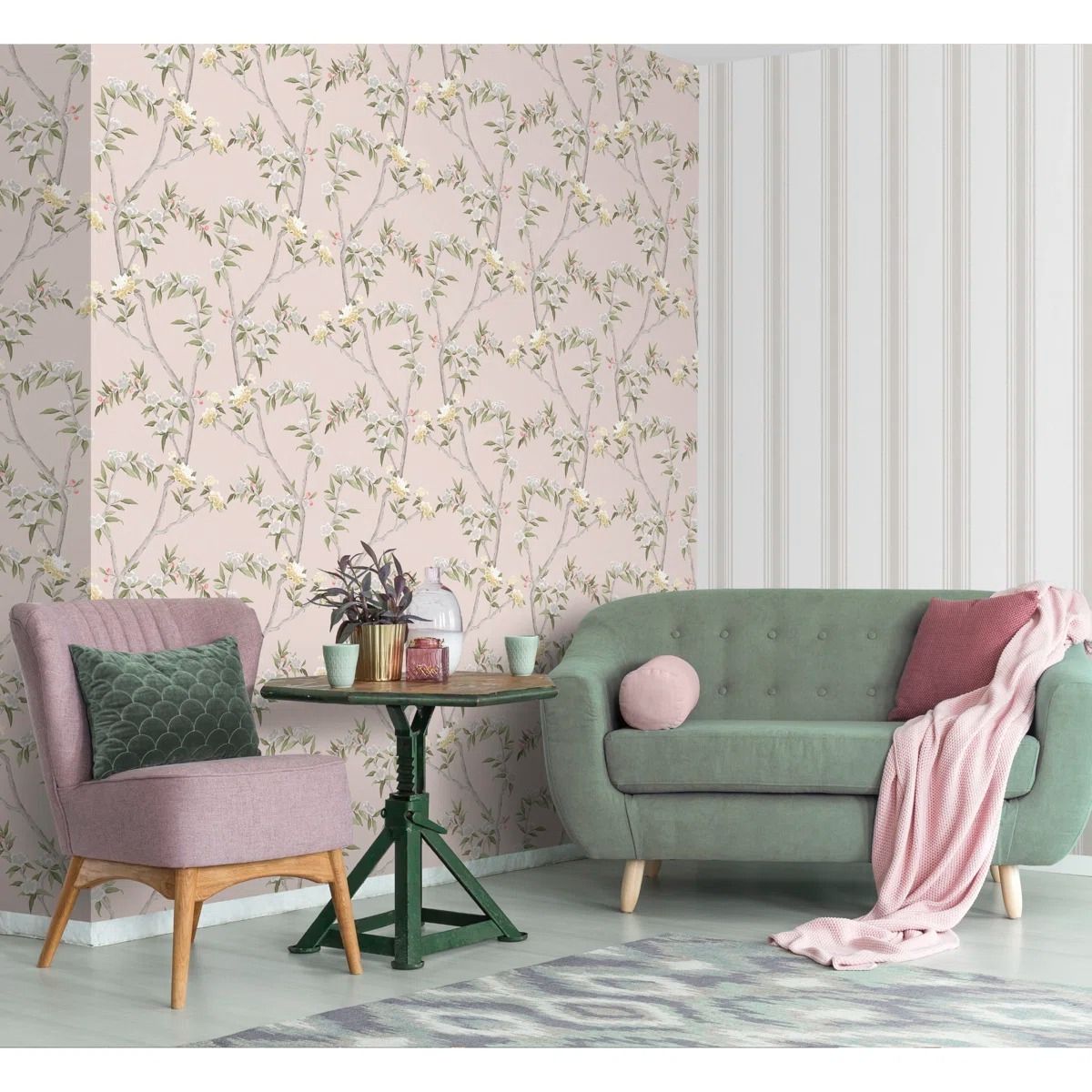 Spring Blossom Chinoiserie Floral Vine Wallpaper thumbnail 2