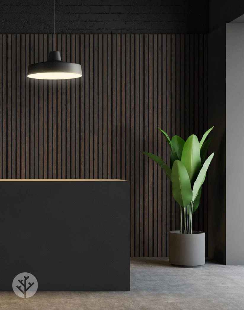 Luxury Smoked Oak Acoustic Slat Wood Wall Panels thumbnail 2