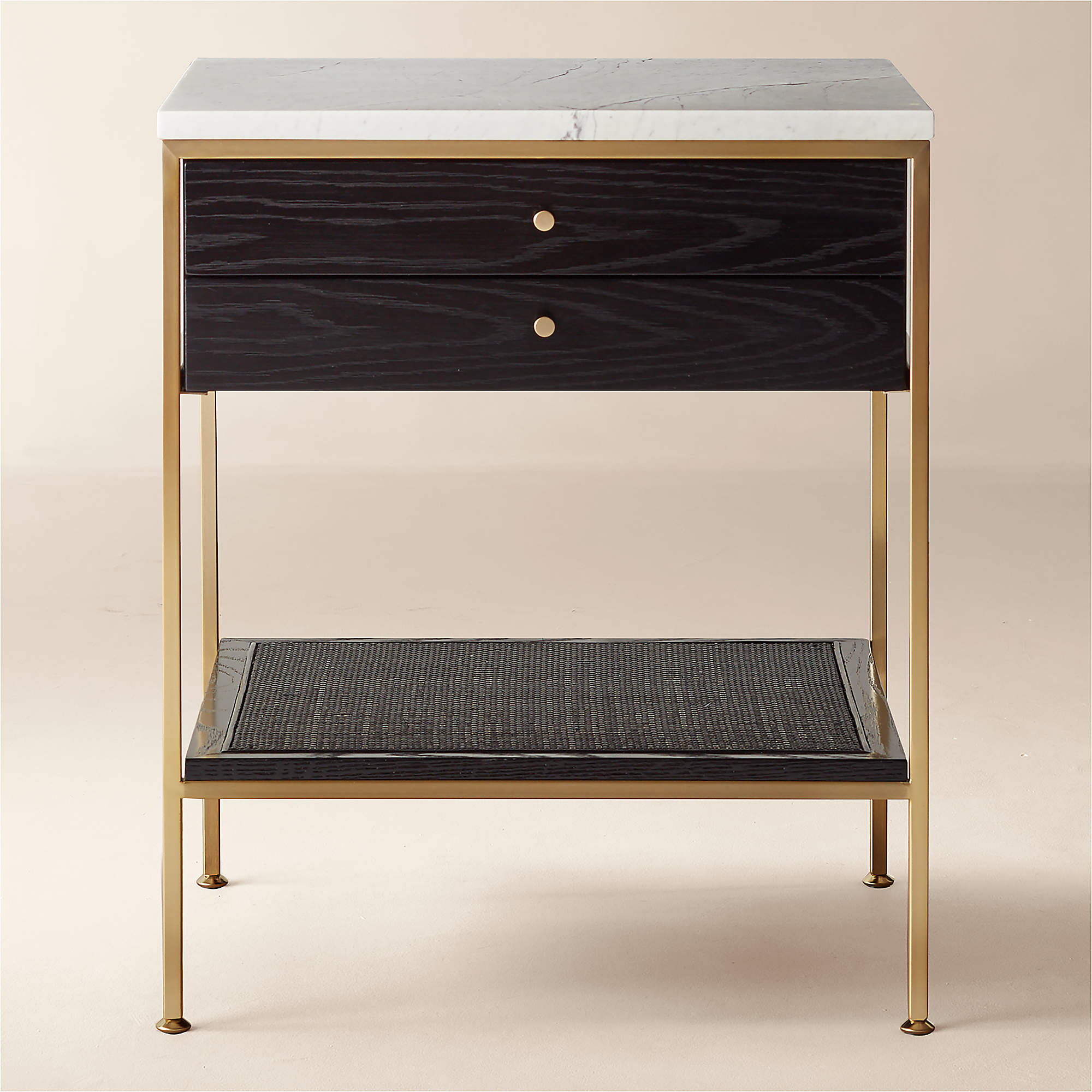 Connoisseur Black Oak Wood 2 Drawer Nightstand thumbnail 2