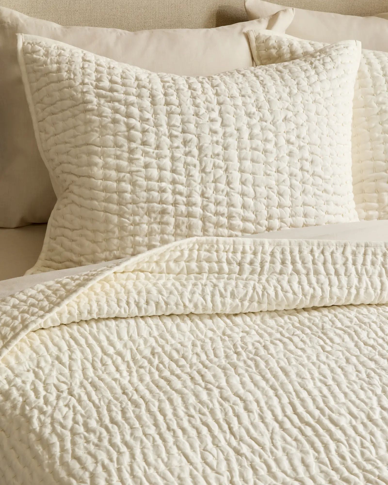 European Linen Cotton Stitch Quilt Set Queen thumbnail 2