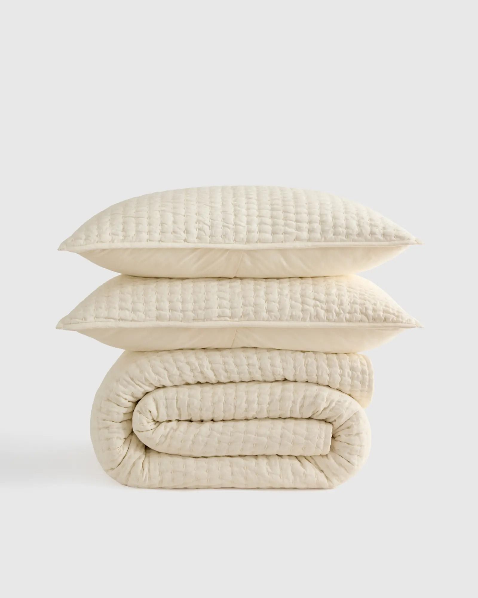European Linen Cotton Stitch Quilt Set Queen thumbnail 3