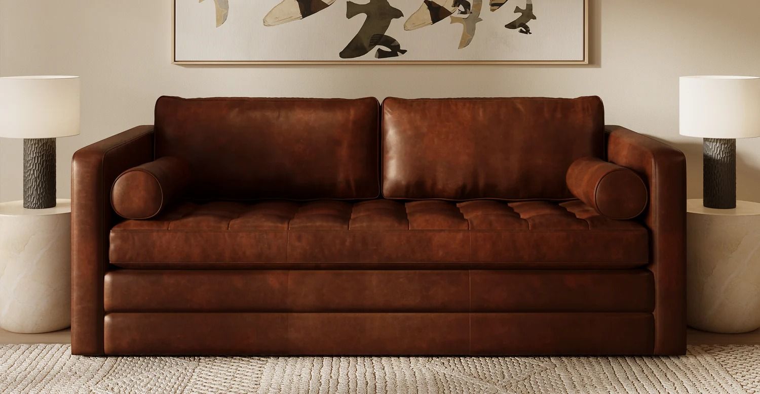 Napa 82 Leather Pull Out Convertible Sleeper Sofa thumbnail 2