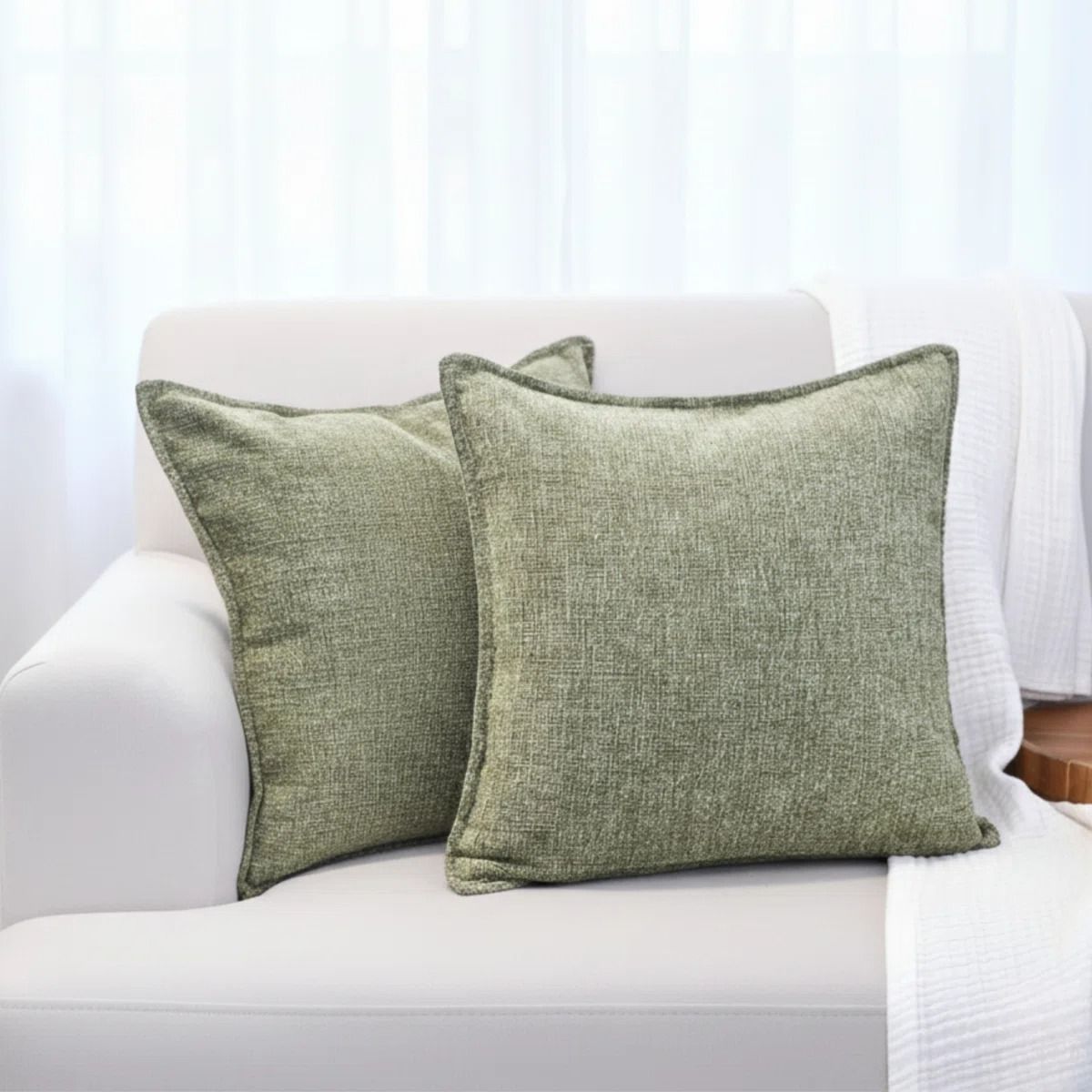 Soft Textured Chenille Pillow Covers Set of 2 thumbnail 2
