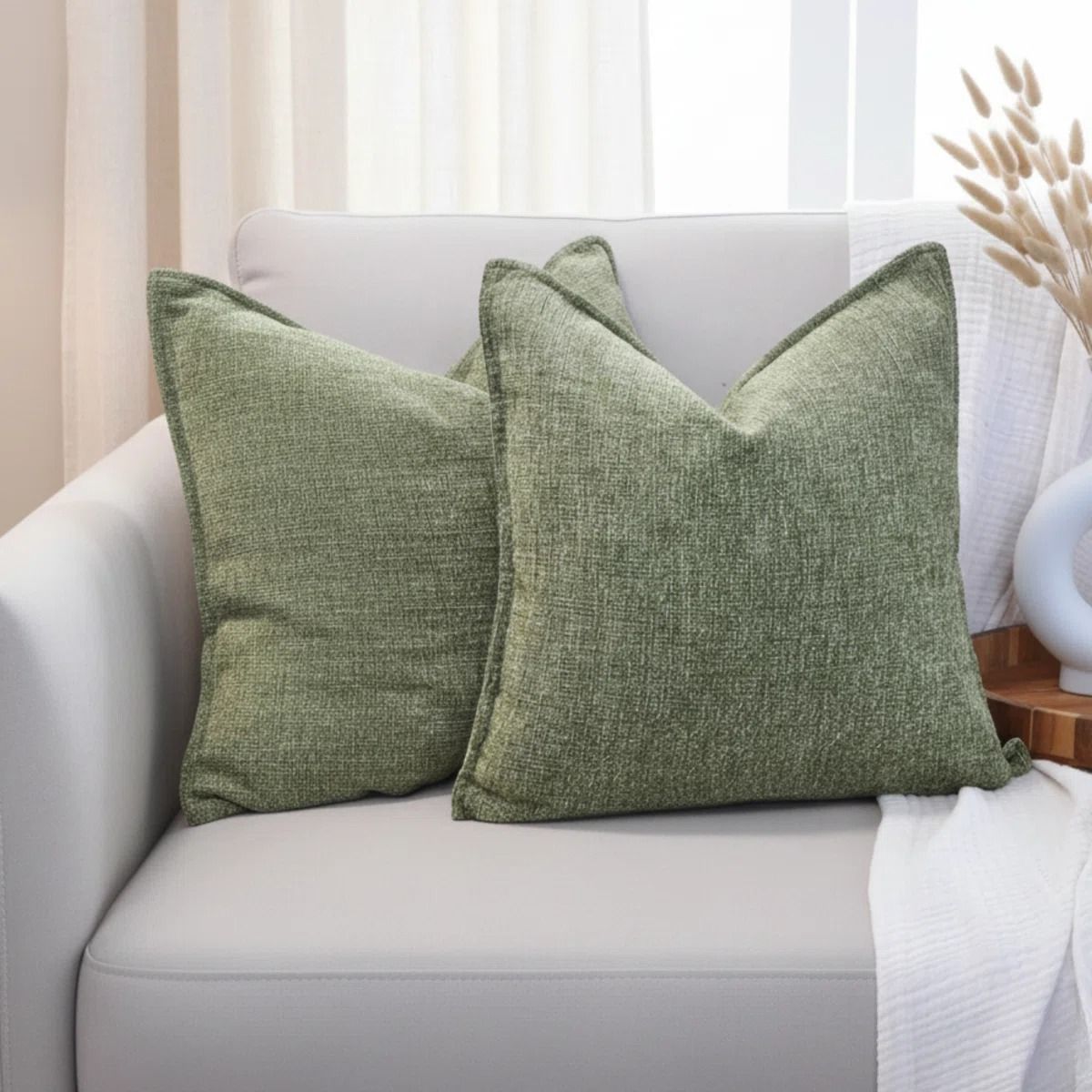 Soft Textured Chenille Pillow Covers Set of 2 thumbnail 4