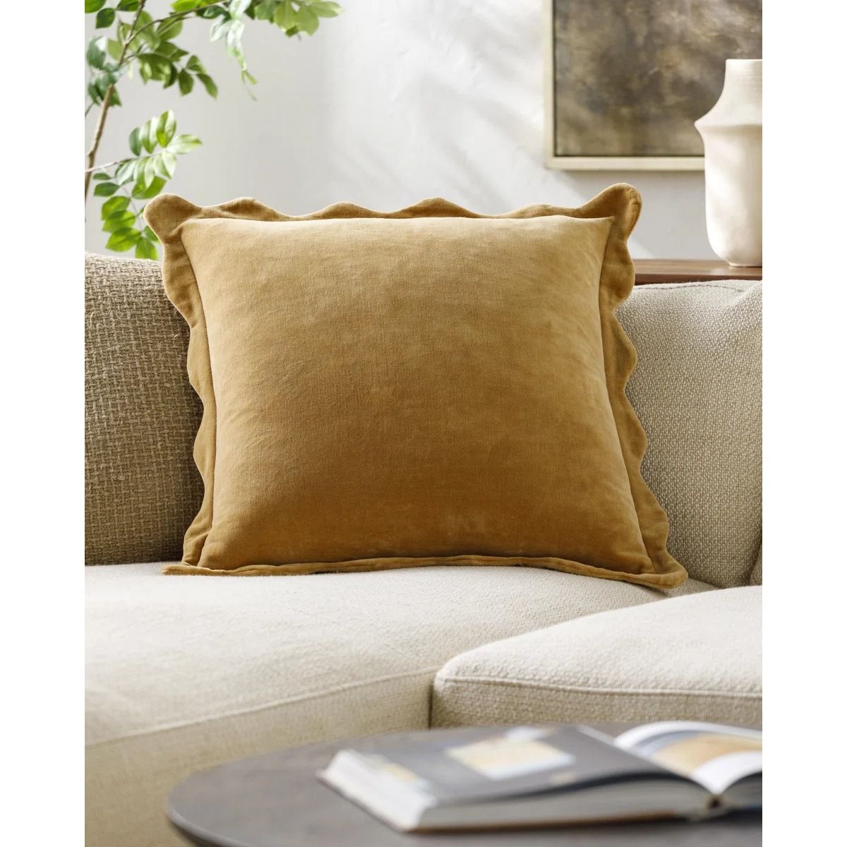 Collier Scalloped Edges Throw Pillow 20x20 thumbnail 2