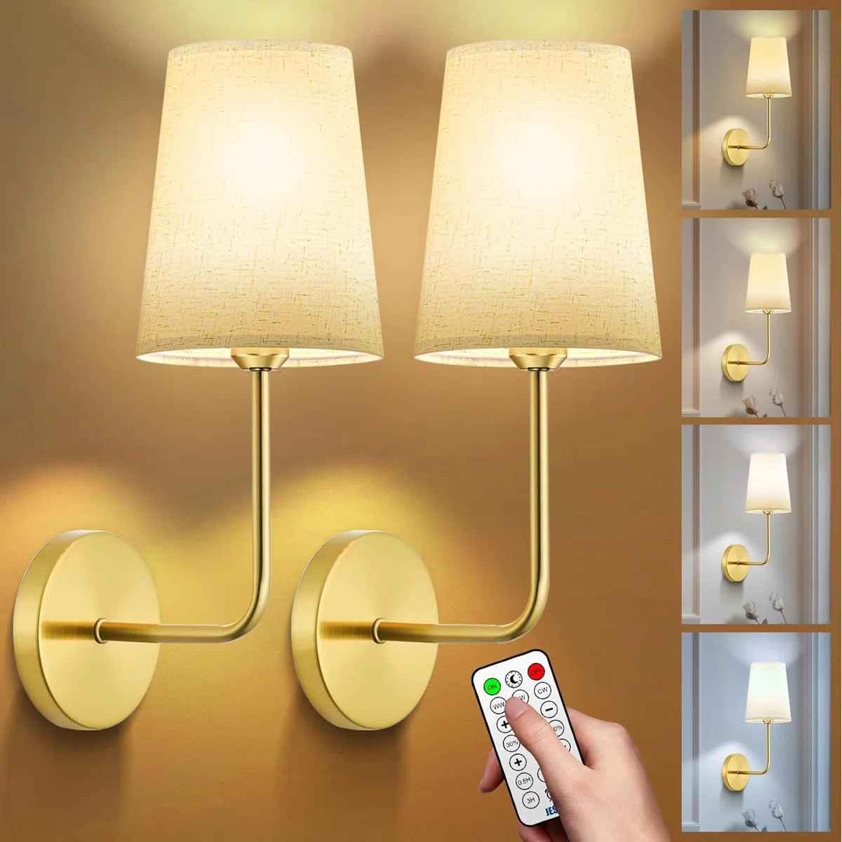 Battery Operated Wall Sconce Rechargeable Wall Lights-Set of 2 thumbnail 2