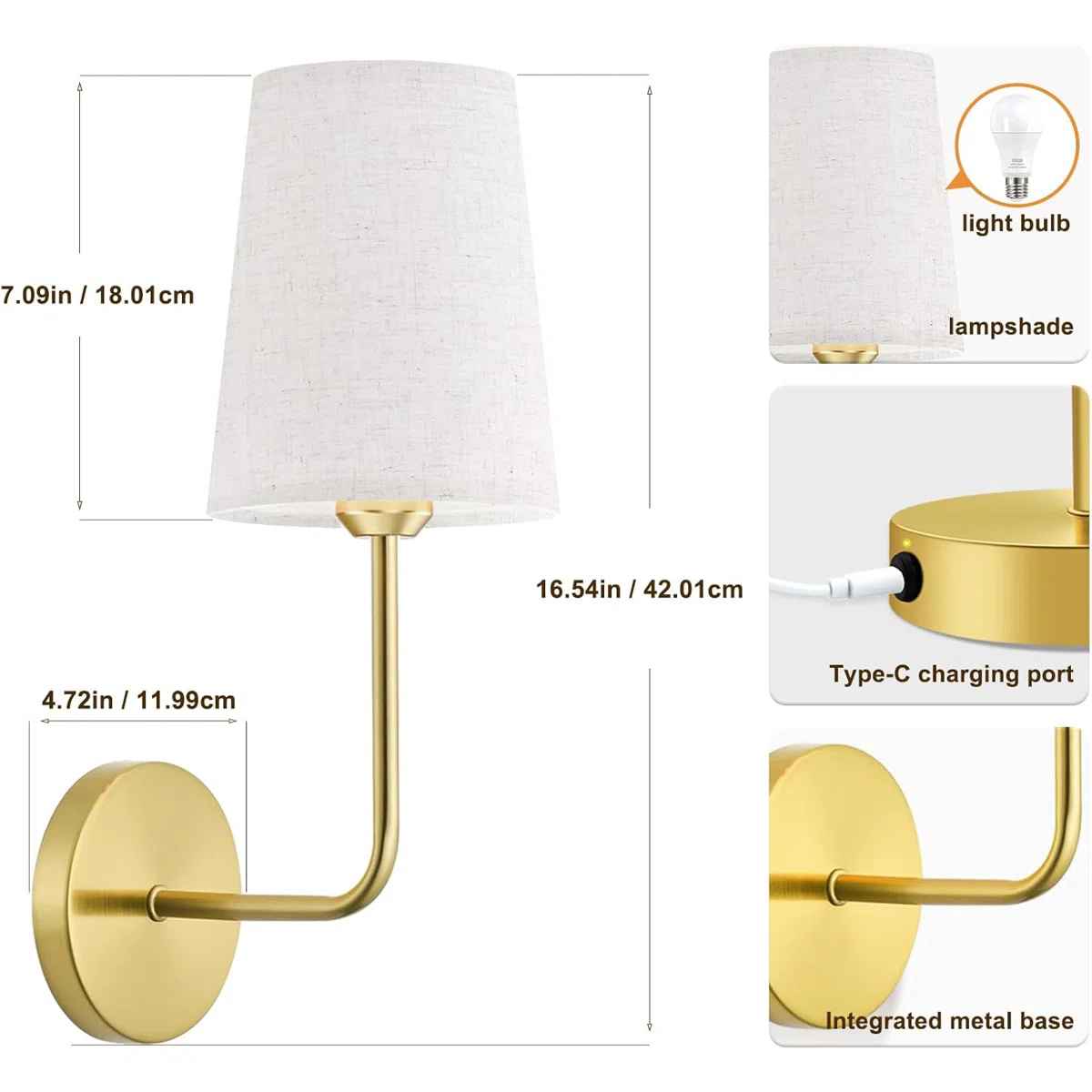 Battery Operated Wall Sconce Rechargeable Wall Lights-Set of 2 thumbnail 3
