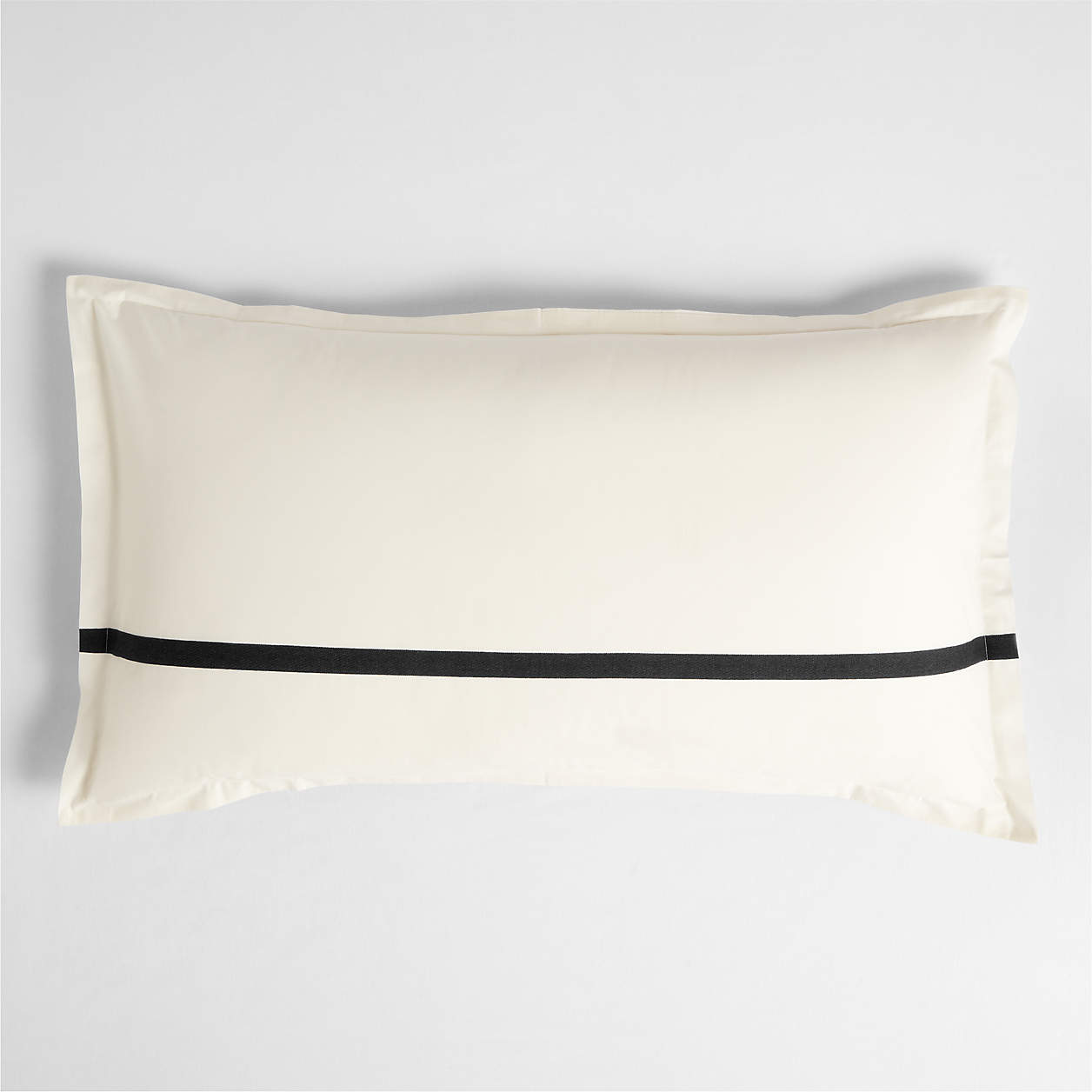 Organic Cotton Percale Tuxedo Stripe Ink Black King Sham
