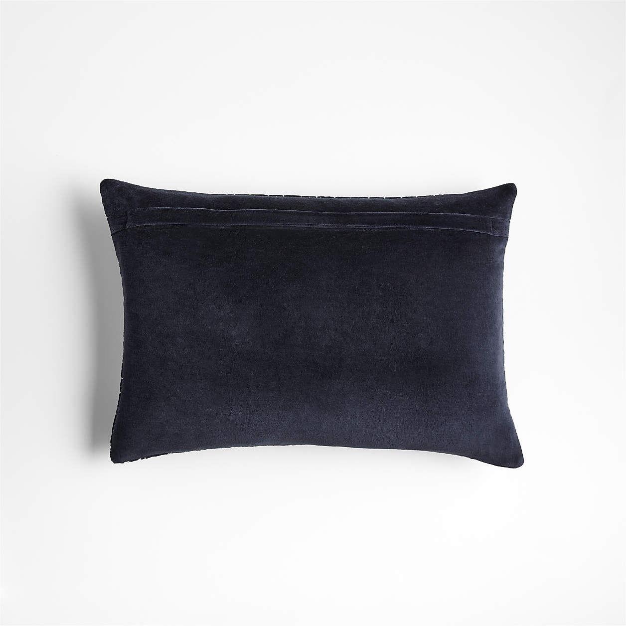 Sashiko Organic Cotton Velvet Deep Indigo Blue Throw Pillow Cover thumbnail 2