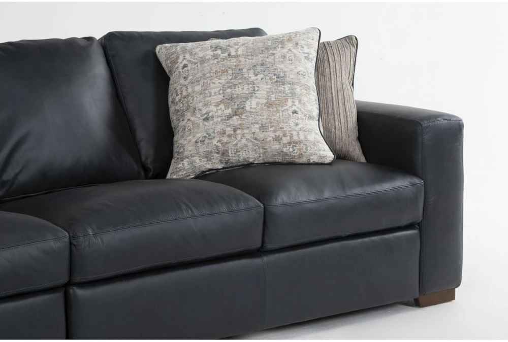 Big Sur Blue Leather Piece Modular Sectional with Left Arm Facing Chaise thumbnail 2