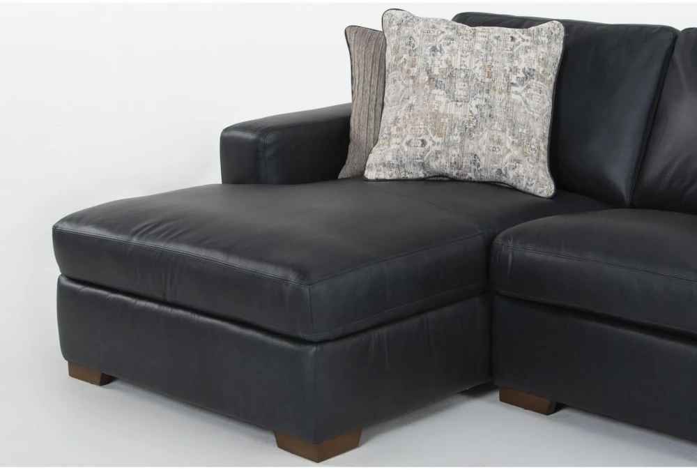 Big Sur Blue Leather Piece Modular Sectional with Left Arm Facing Chaise thumbnail 3