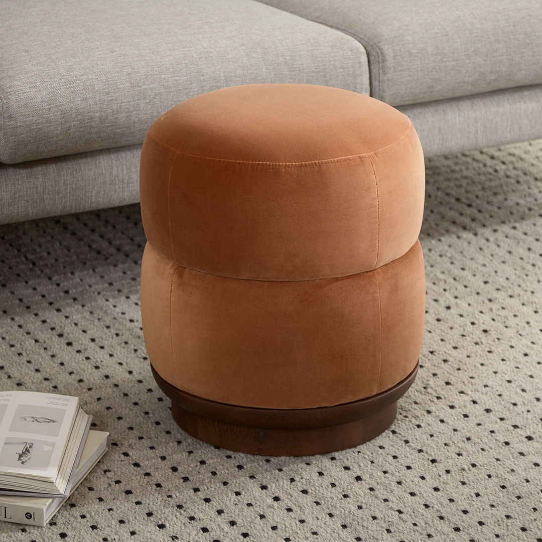 Pica Velvet Ottoman Plush Pacific Rust thumbnail 2