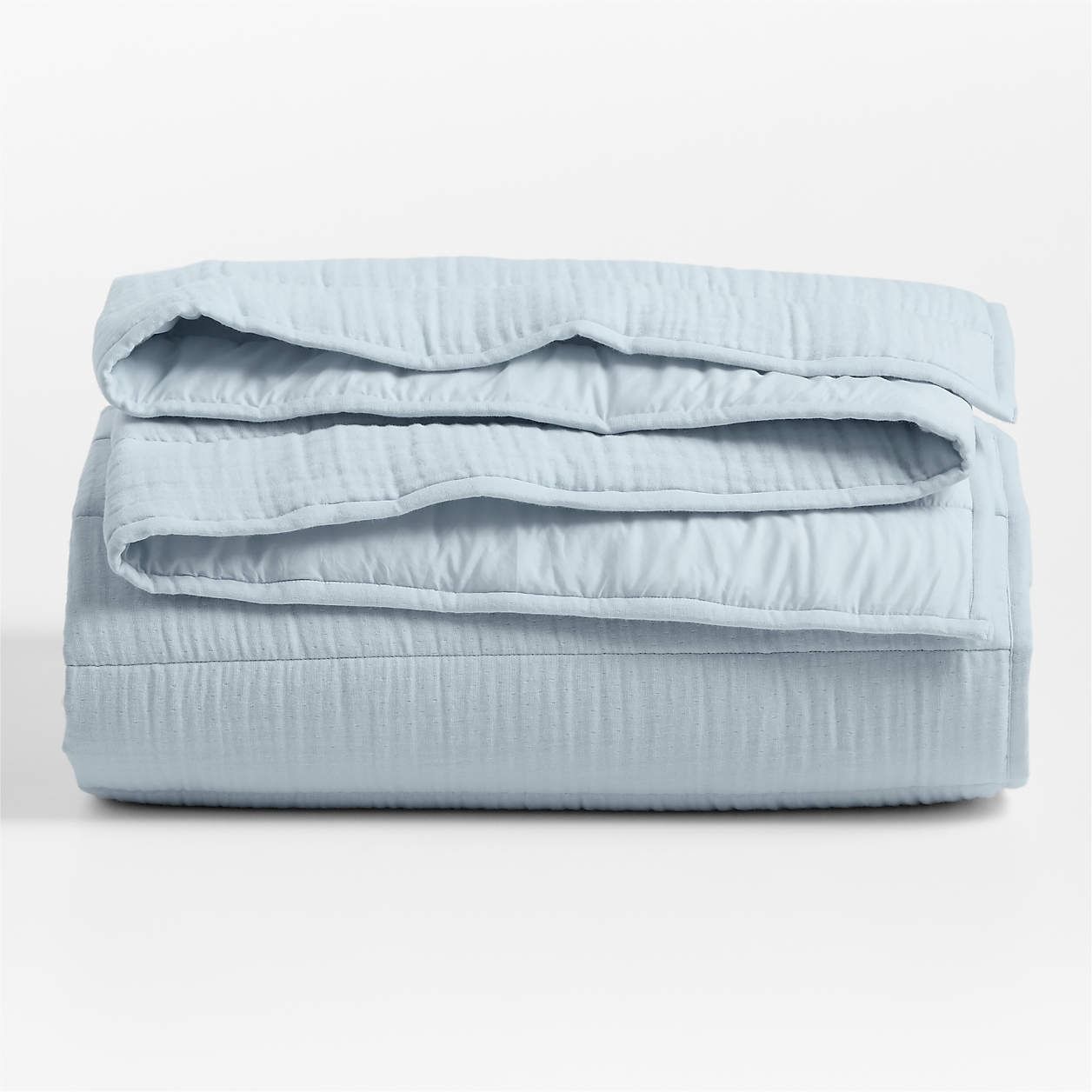 Supersoft Organic Cotton Gauze Pale Blue Channel Stitch Quilt-Queen thumbnail 2