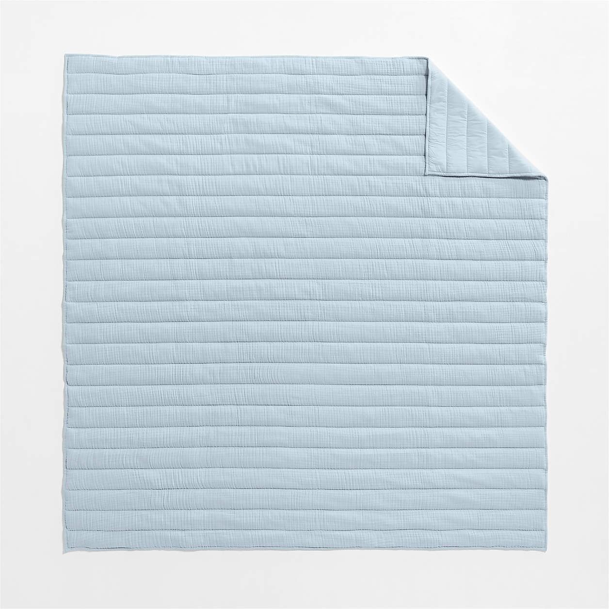 Supersoft Organic Cotton Gauze Pale Blue Channel Stitch Quilt-Queen thumbnail 3