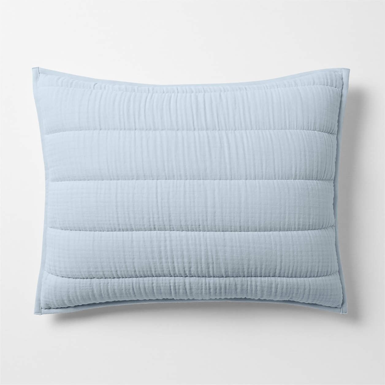 Supersoft Organic Cotton Gauze Pale Blue Standard Quilted Bed Pillow Sham