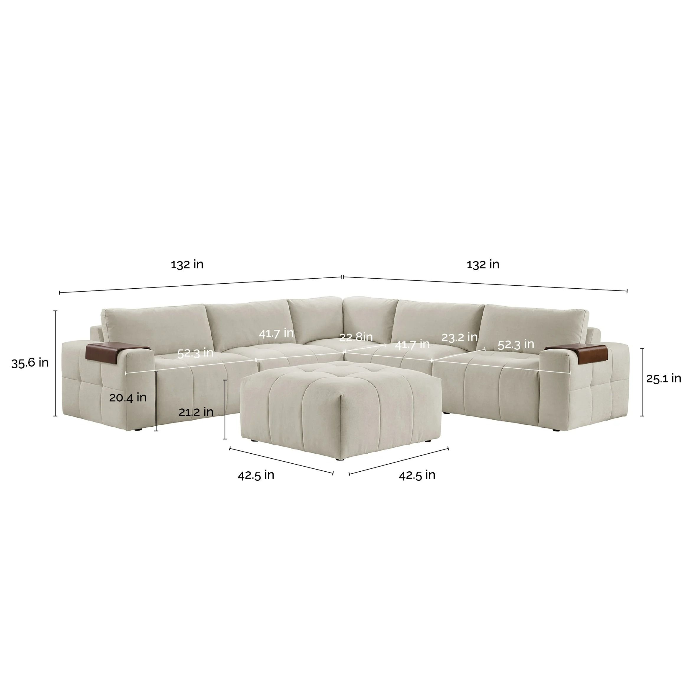 Paige 6-piece Modular Fabric Sectional thumbnail 5