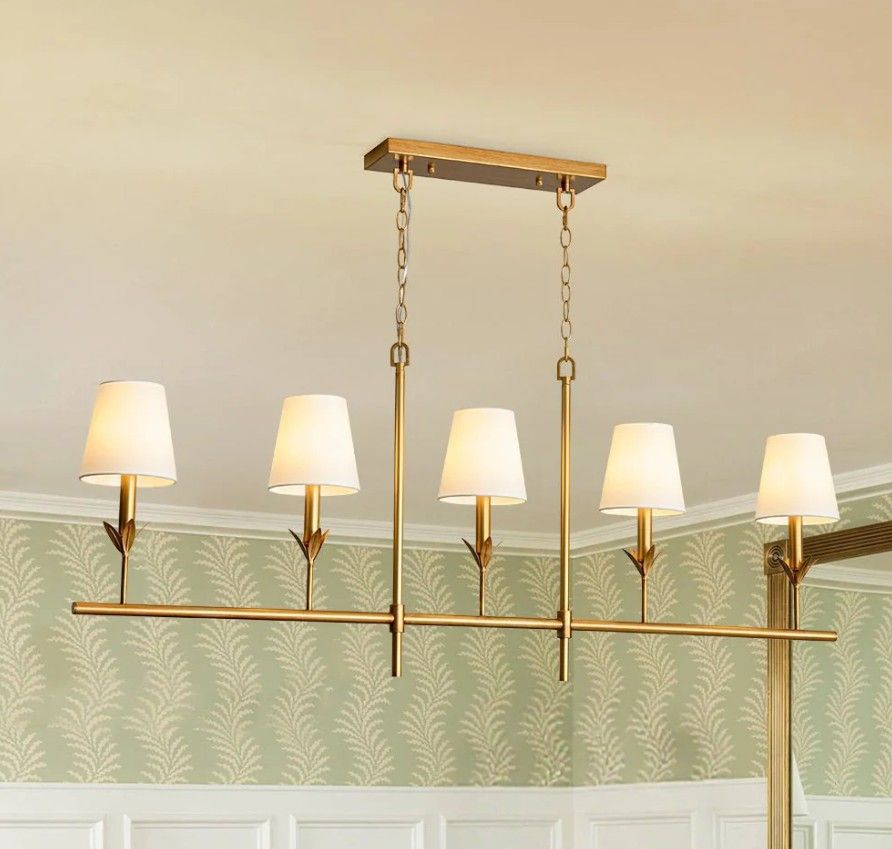 French 5 light Fabric Candle Chandelier thumbnail 2