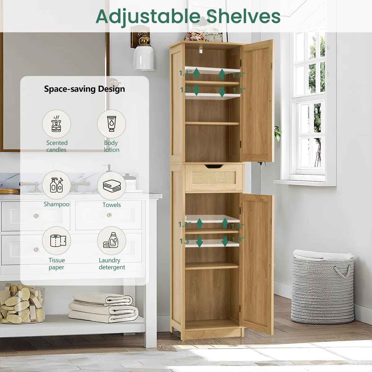Rattan Storage Cabinet With Adjustable Shelves thumbnail 5