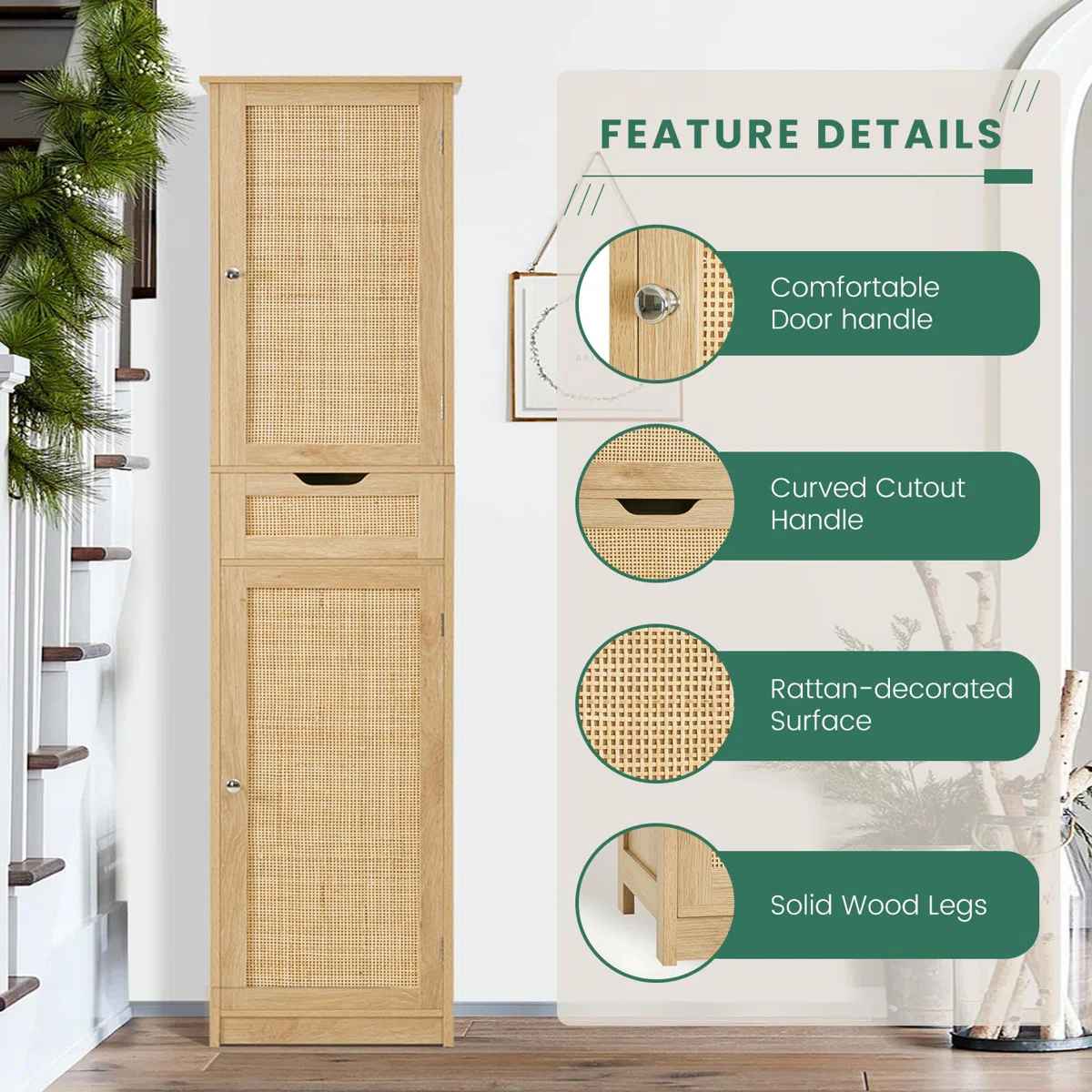 Rattan Storage Cabinet With Adjustable Shelves thumbnail 6
