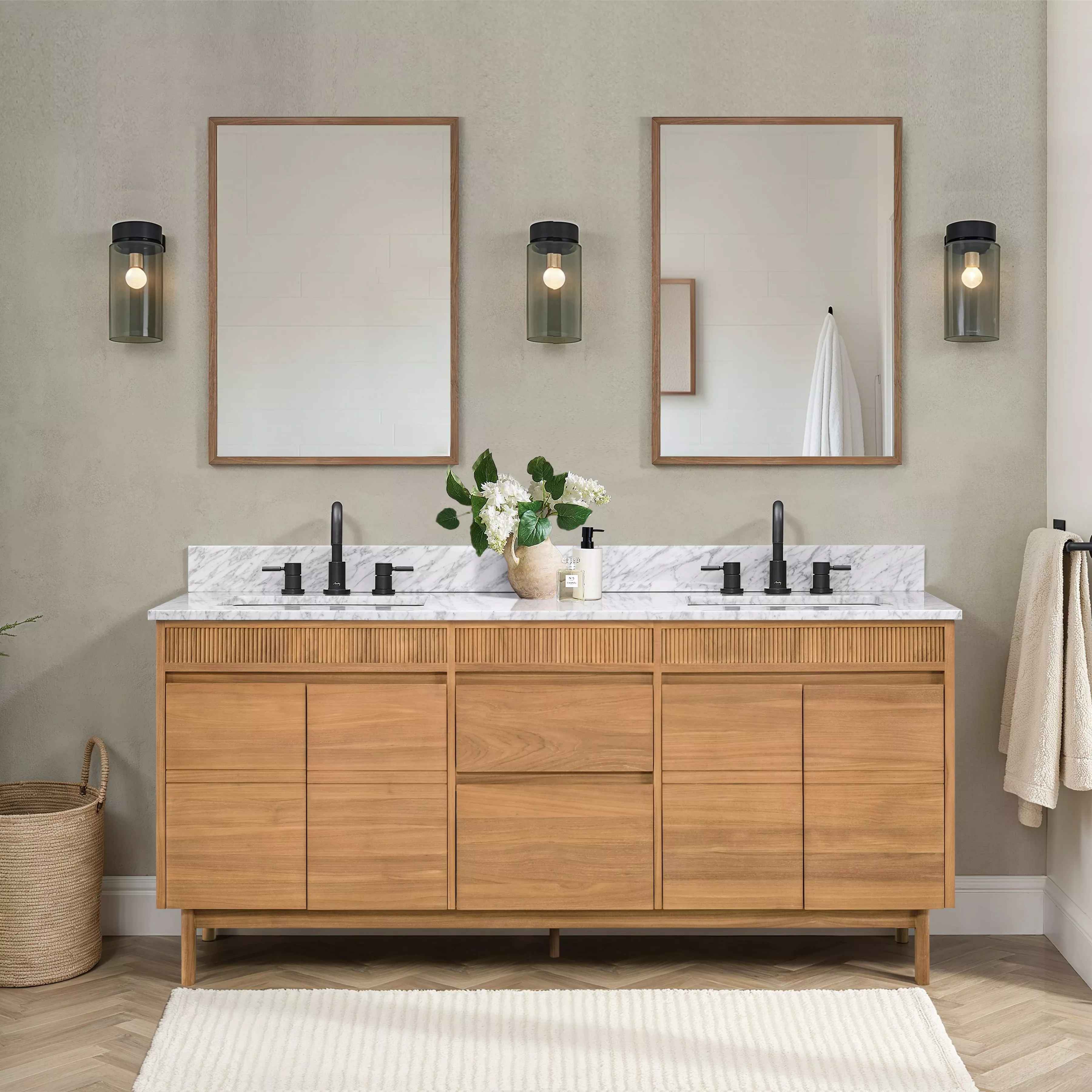 Kallan Natural Vanity with Carrara Top thumbnail 2