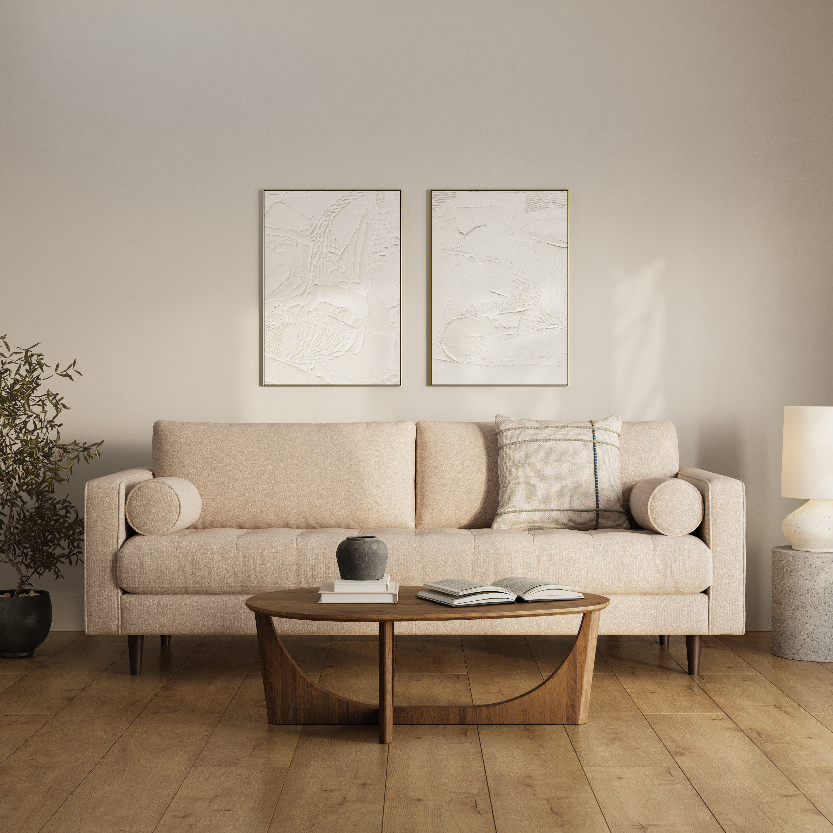 Sven Tufted Sofa Ratine Buff thumbnail 3