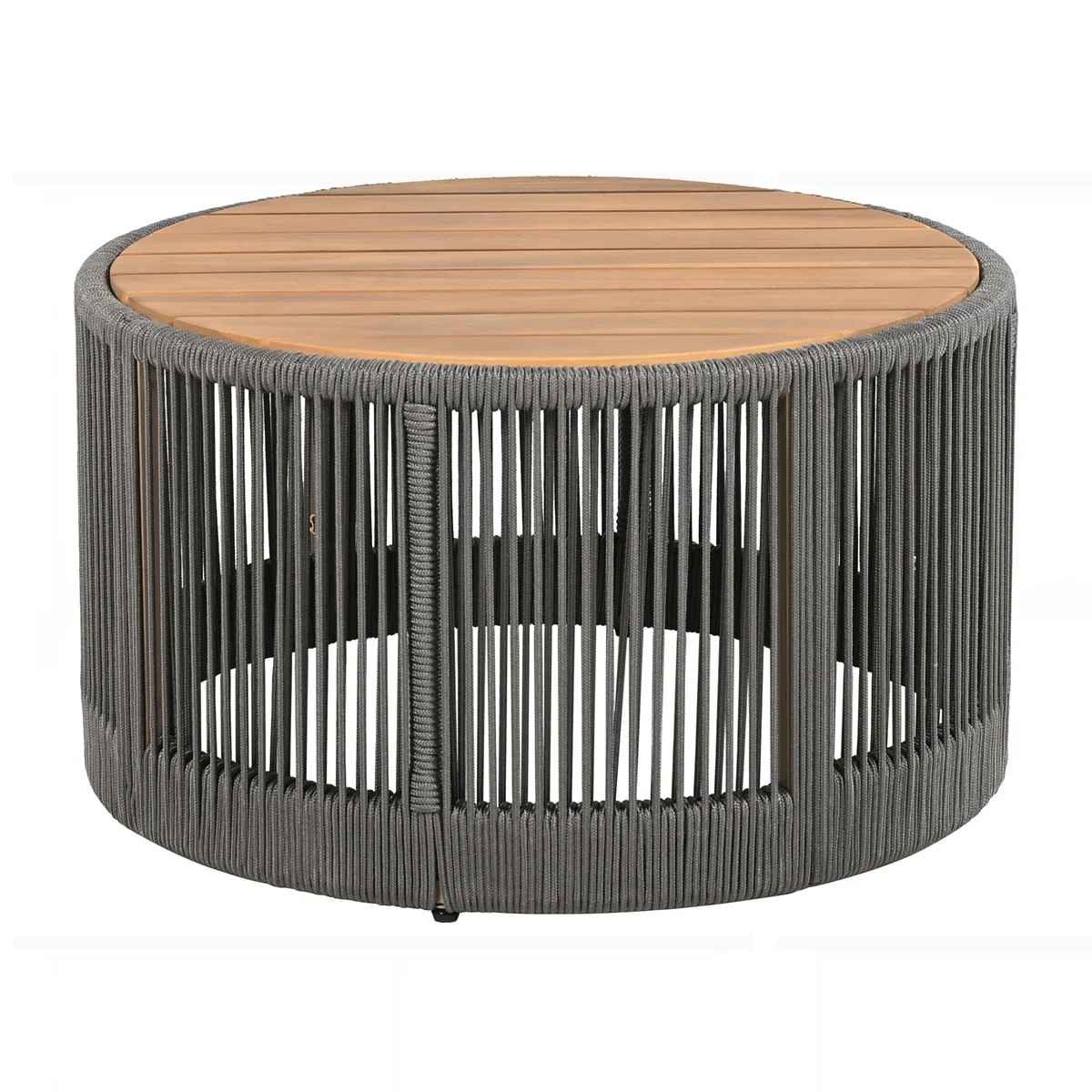 Outdoor Rattan Rope and Acacia Wood Coffee Table