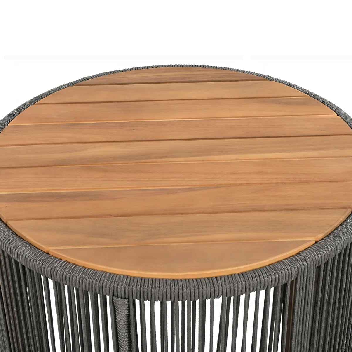 Outdoor Rattan Rope and Acacia Wood Coffee Table thumbnail 5