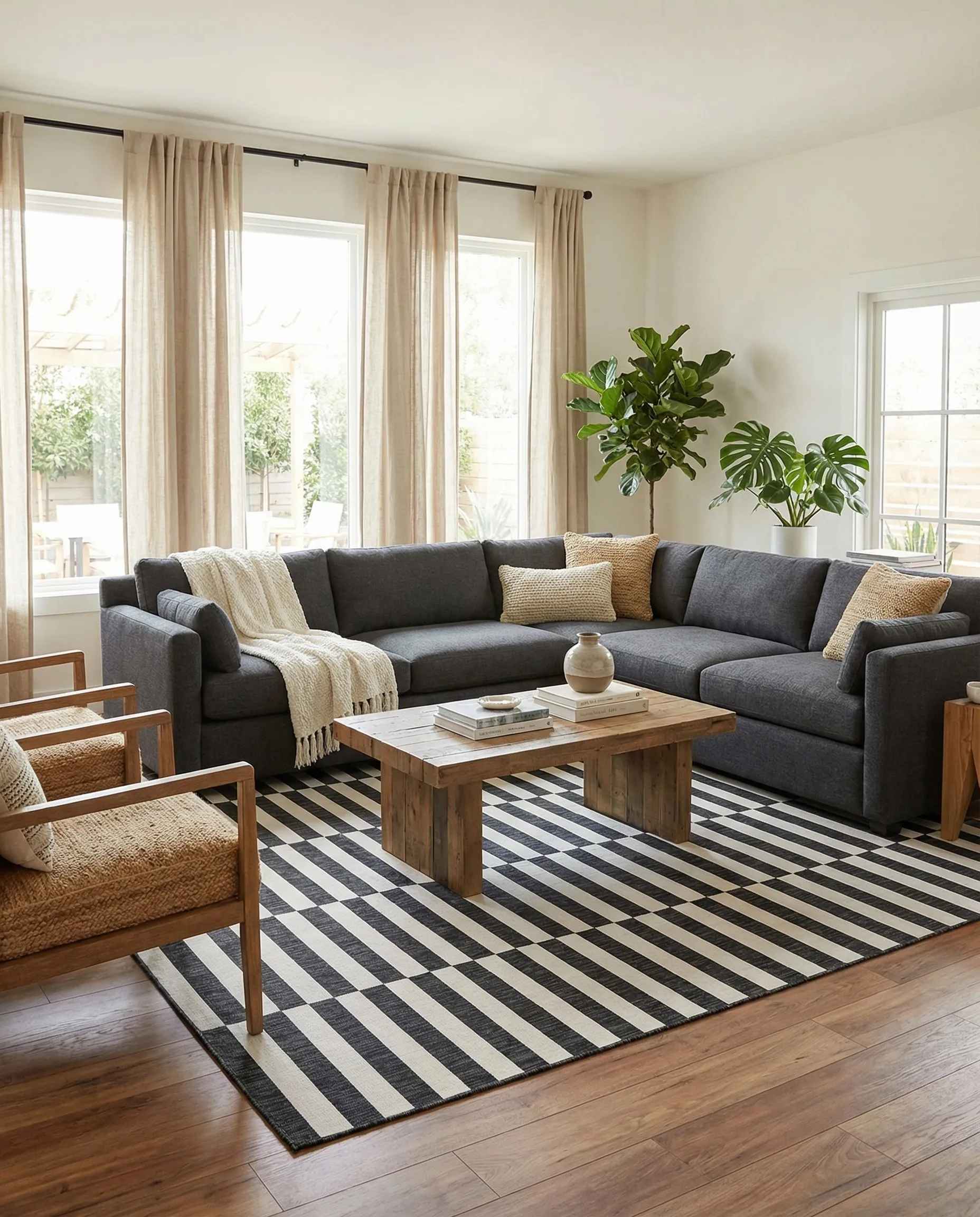 9' x 12' Easy Clean Ribbon Indoor Outdoor Rug thumbnail 2